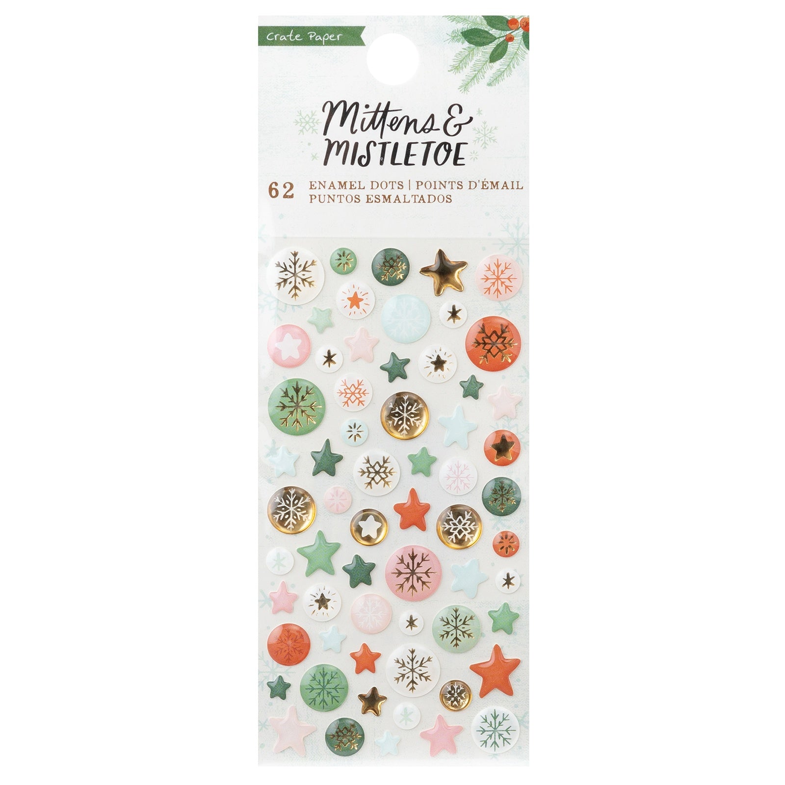 Mittens & Mistletoe Enamel Dots 62/Pkg-