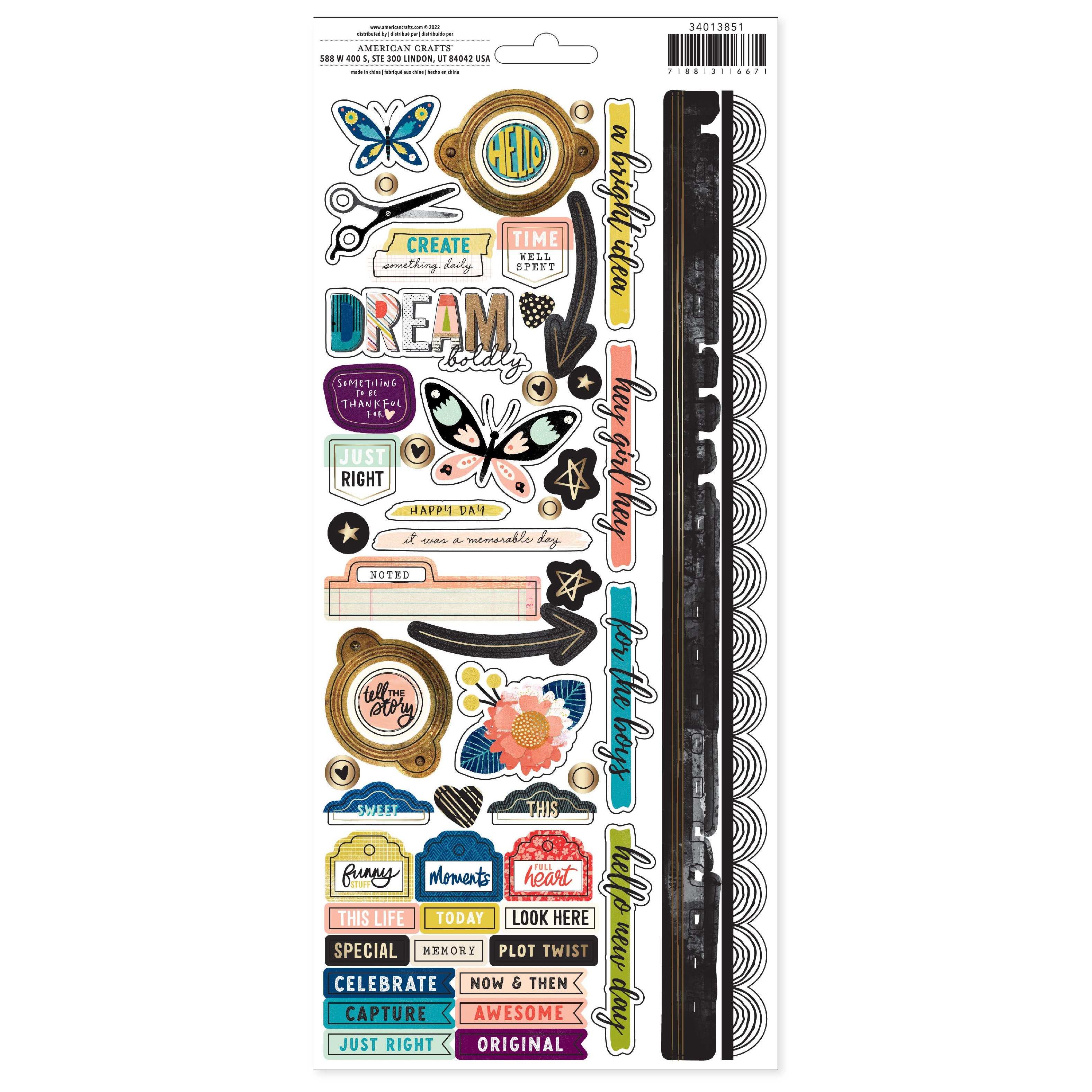 Vicki Boutin Print Shop Cardstock Stickers 6"X12" 120/Pkg-Accents & Phrases
