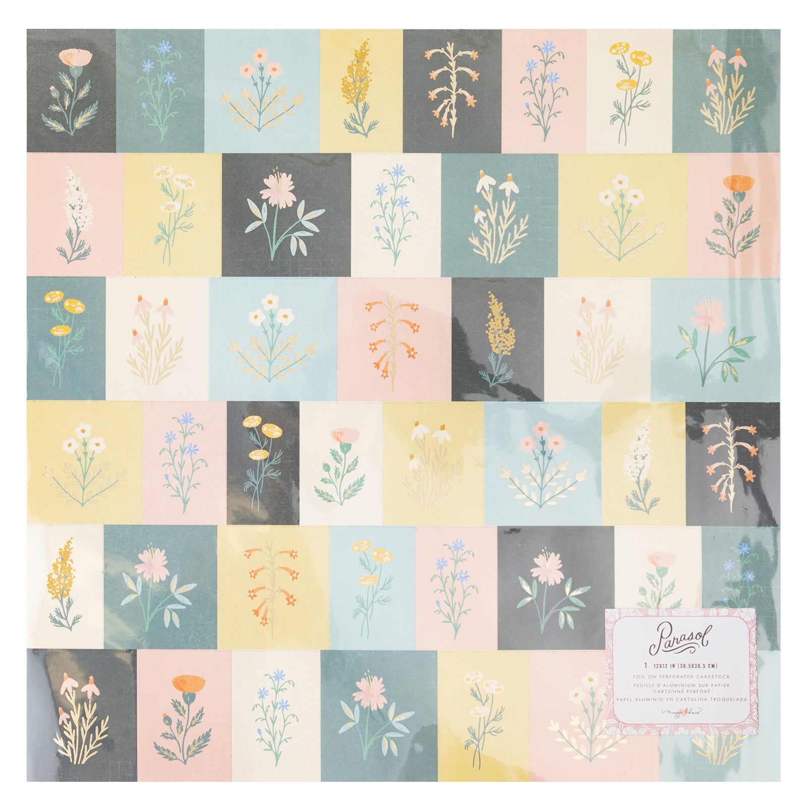 Maggie Holmes Parasol Specialty Paper 12"X12"-Perforated Cardstock W/Gold Foil Accents