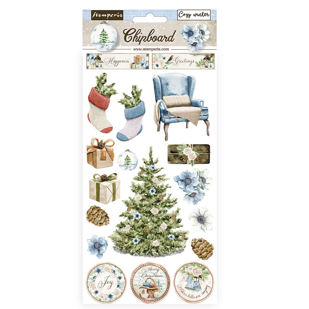 Stamperia Adhesive Chipboard 6"X12"-Cozy Winter