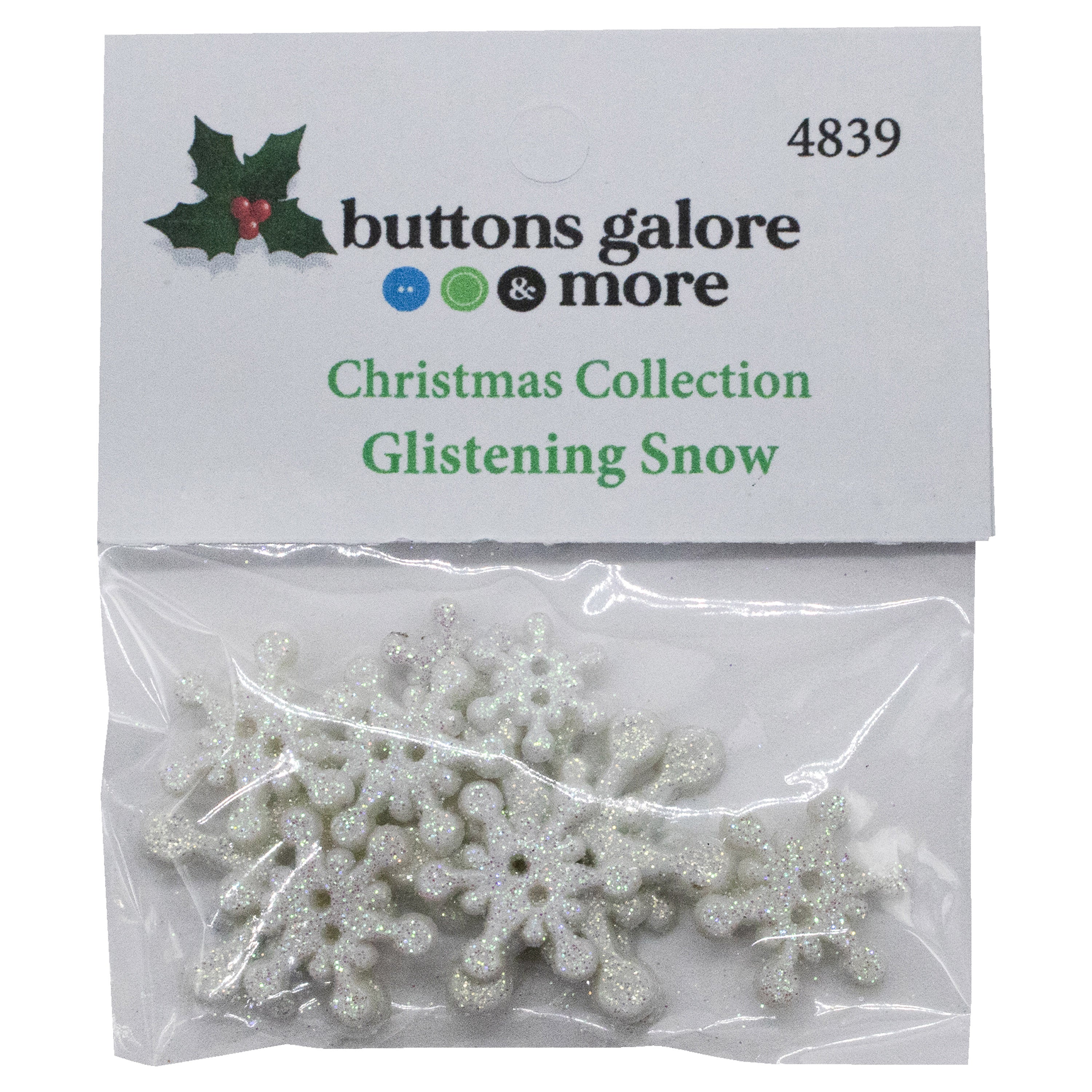Buttons Galore Christmas Themed Buttons-Glistening Snow 12/Pkg