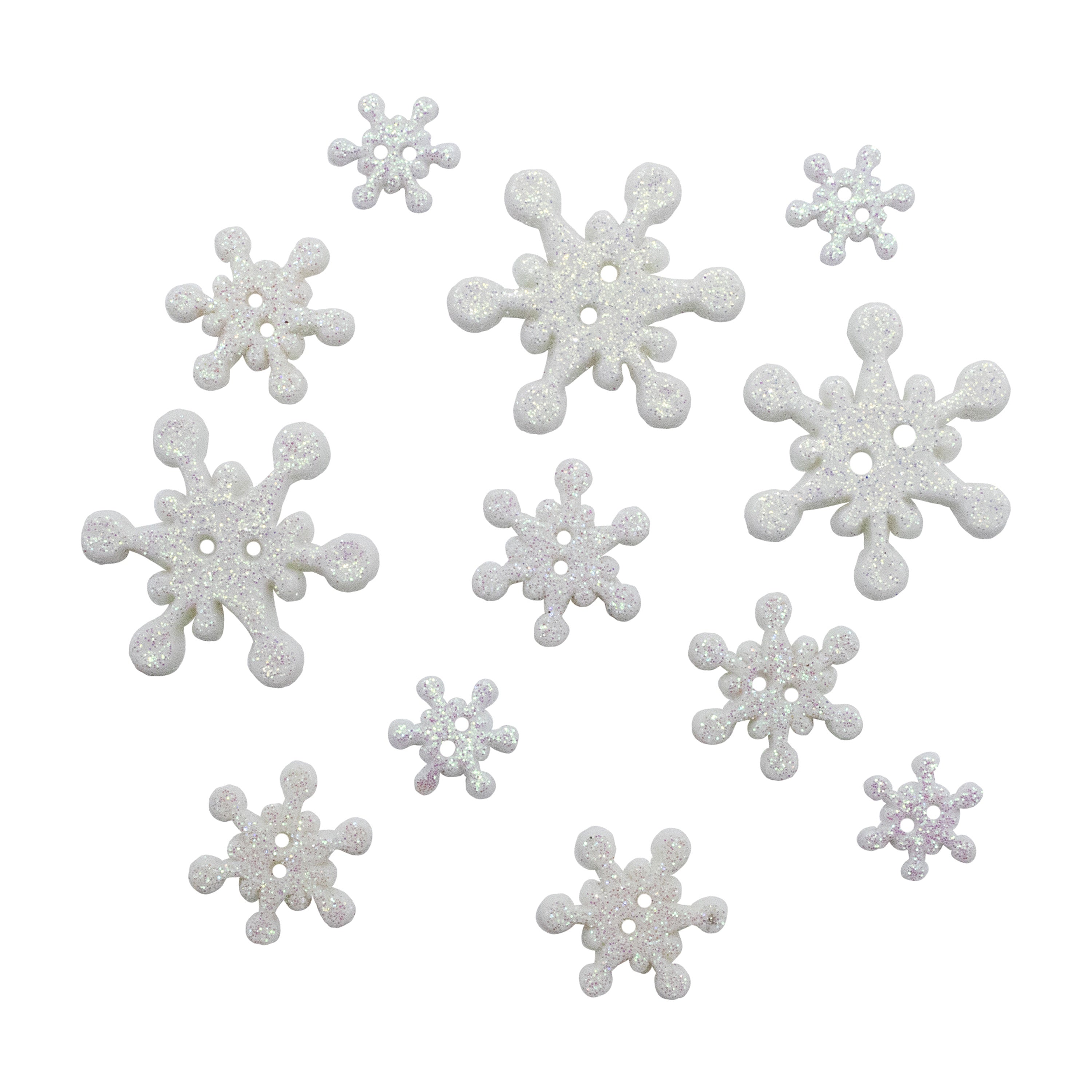 Buttons Galore Christmas Themed Buttons-Glistening Snow 12/Pkg