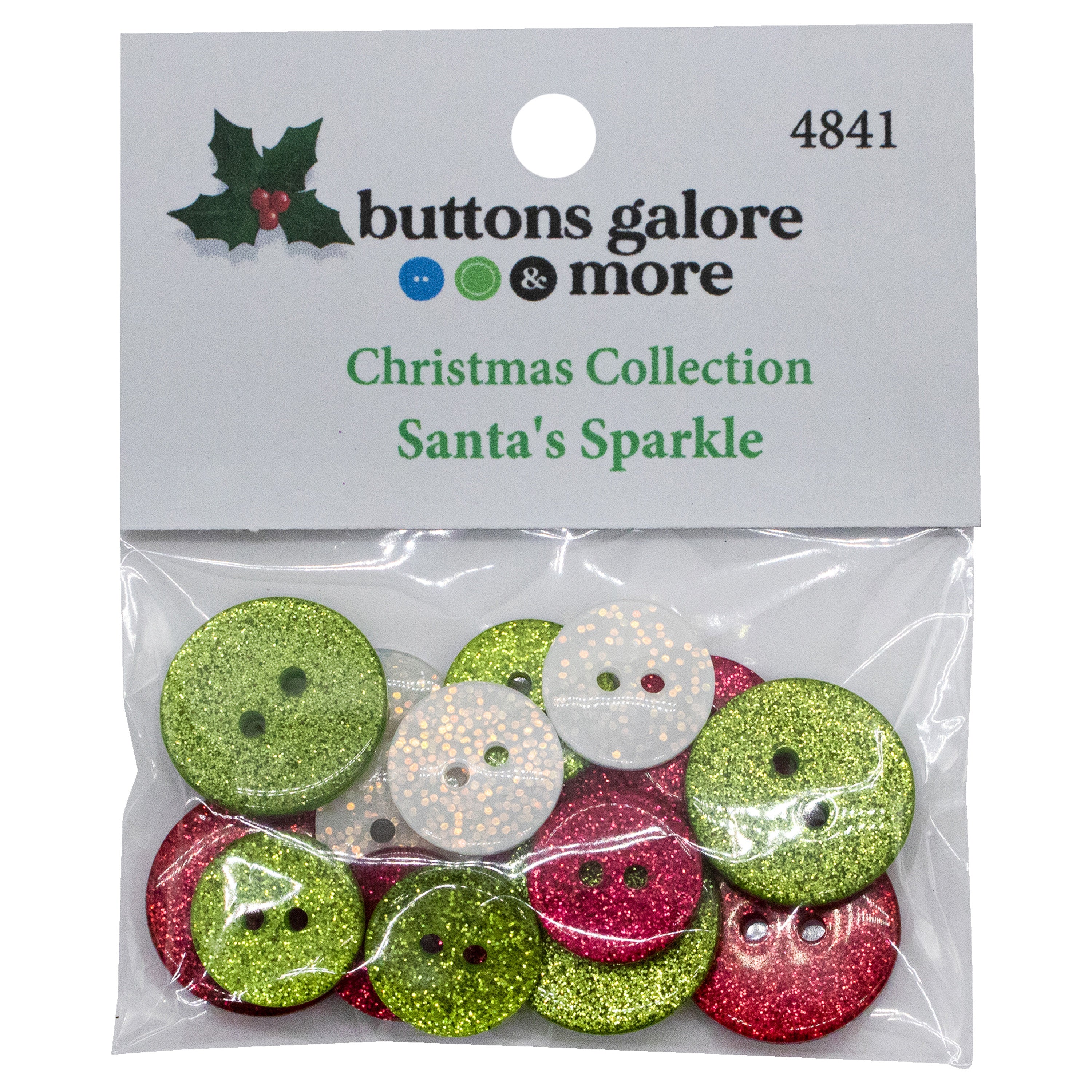 Buttons Galore Christmas Themed Buttons-Santa's Sparkle 16/Pkg
