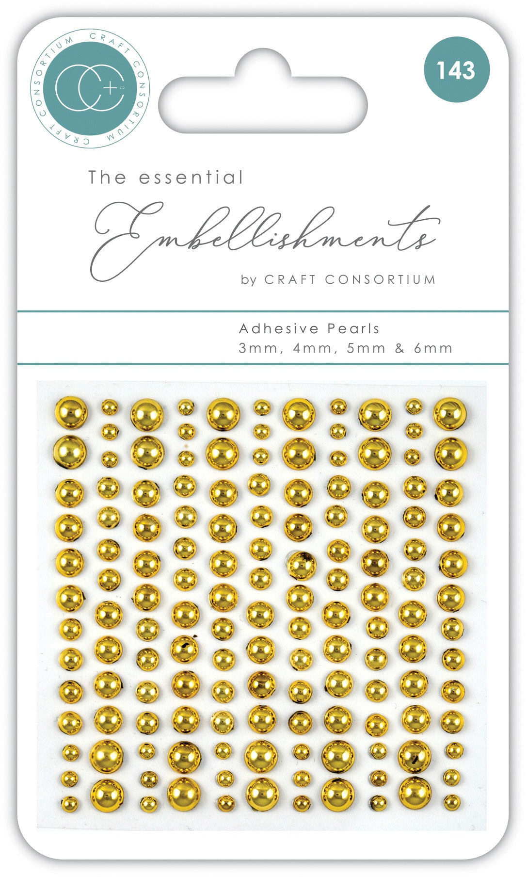 Craft Consortium Essential Adhesive Pearls 143/Pkg-Gold