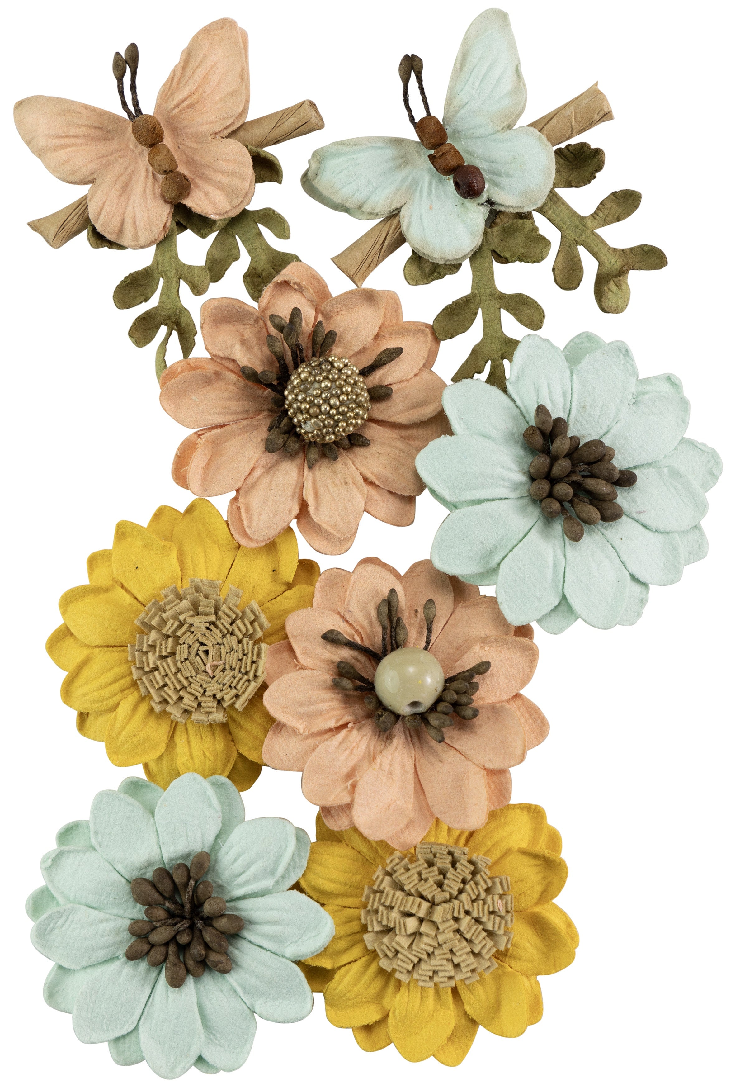 Little Birdie Arcadia Paper Flowers 8/Pkg-Sunshine And Lemonade