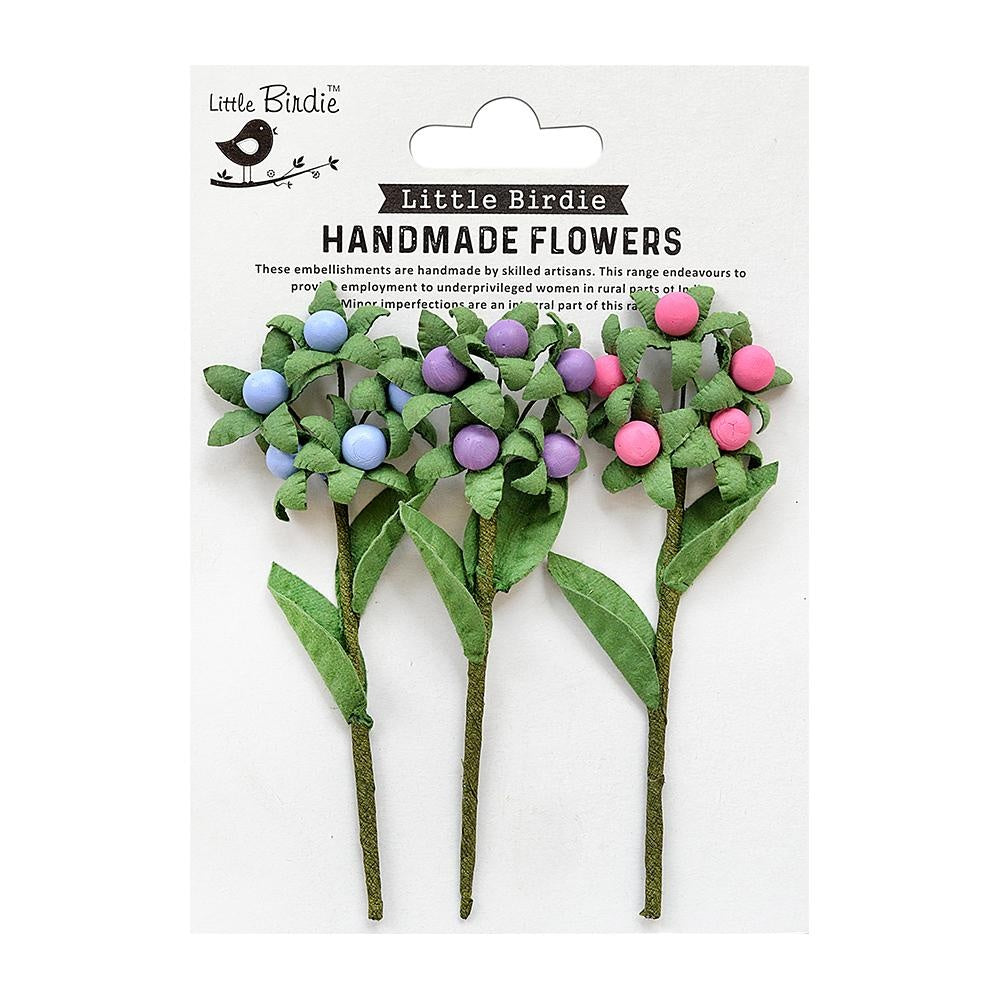 Little Birdie Berry Branch 3/Pkg-Birds And Berries