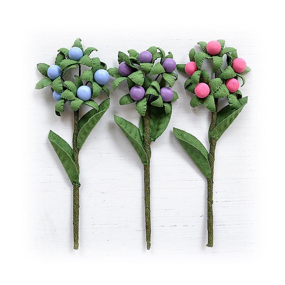 Little Birdie Berry Branch 3/Pkg-Birds And Berries