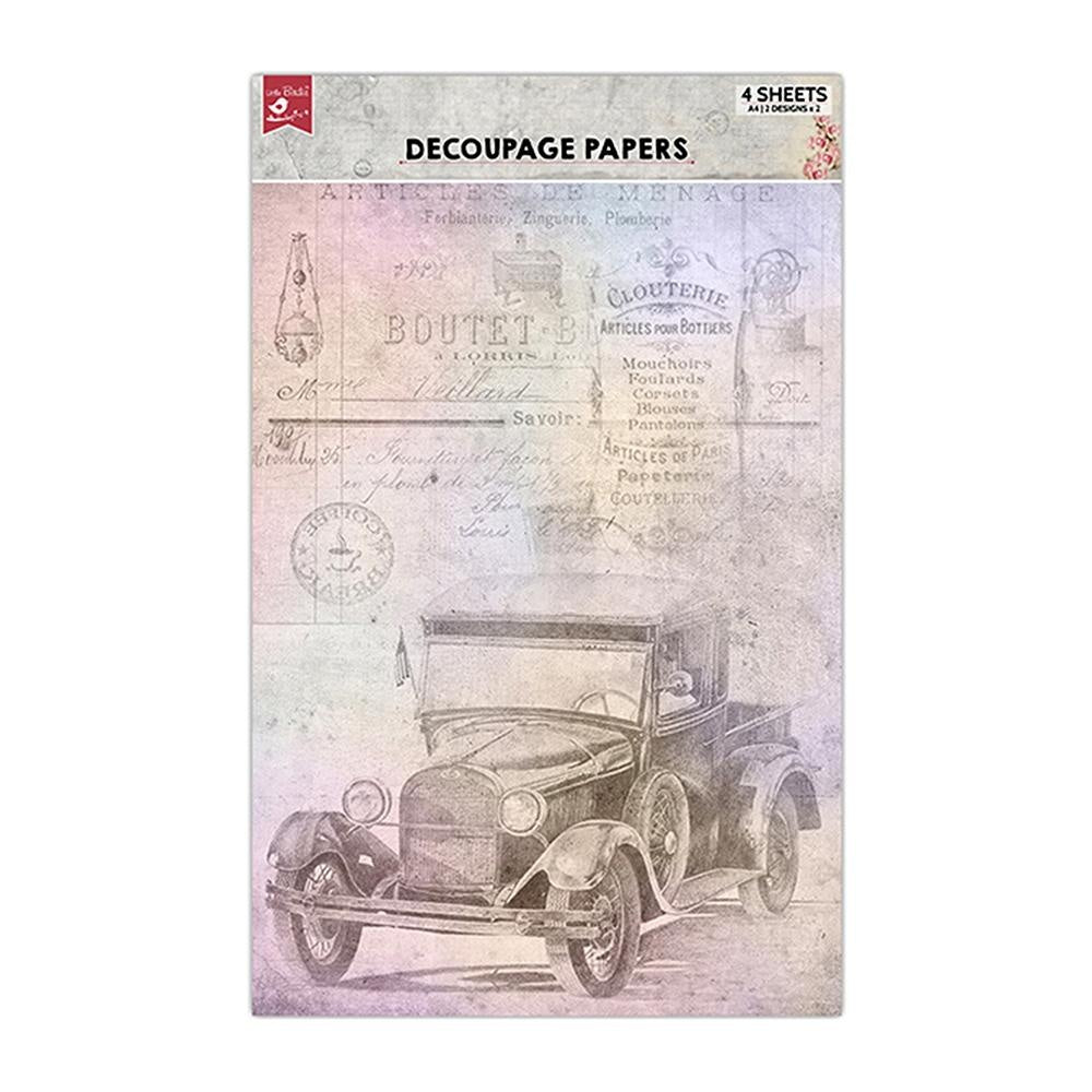 Little Birdie Decoupage Paper A4 4/Pkg-Antique Essense