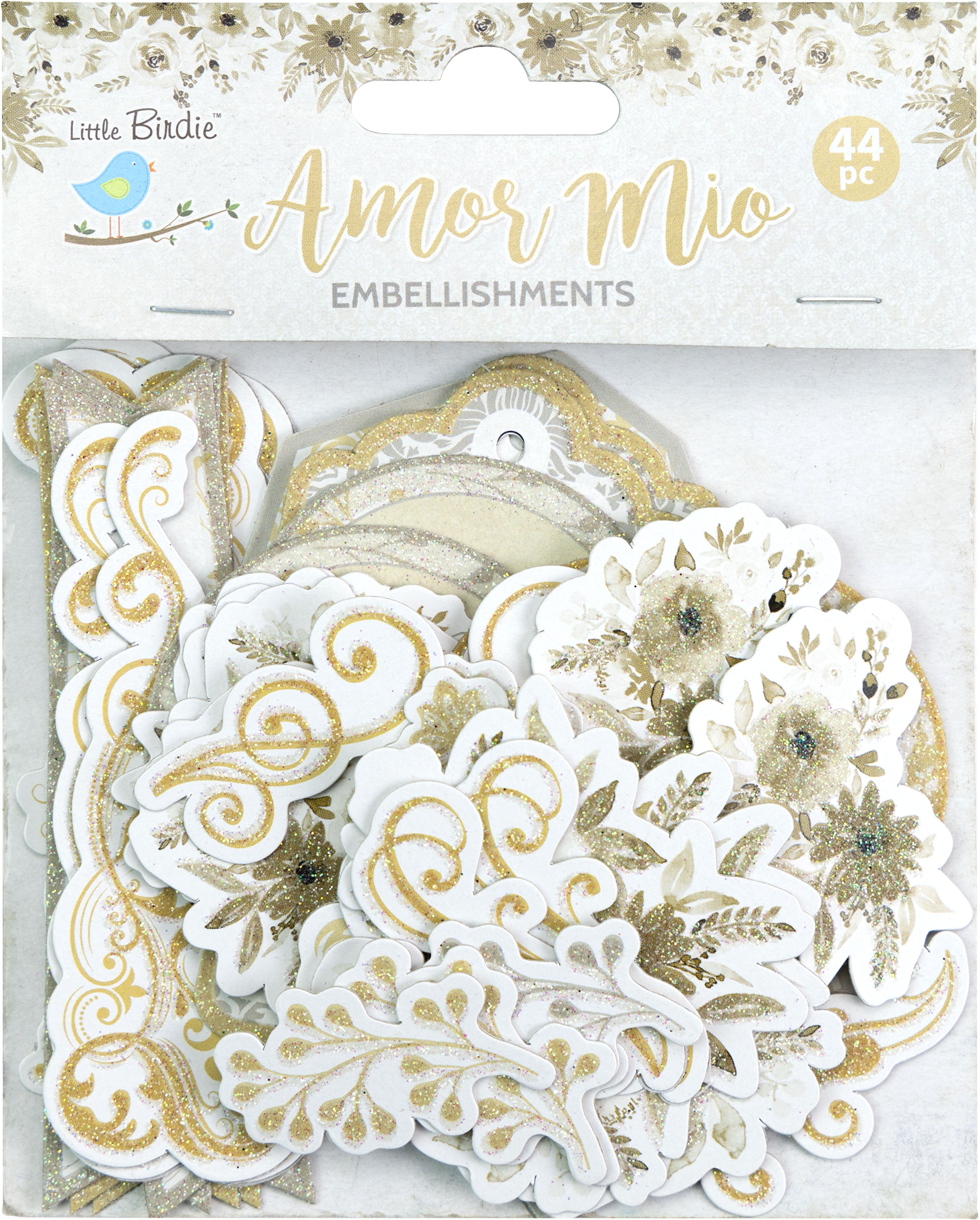 Little Birdie Ephemera Embellishment 44/Pkg-Amor Mio