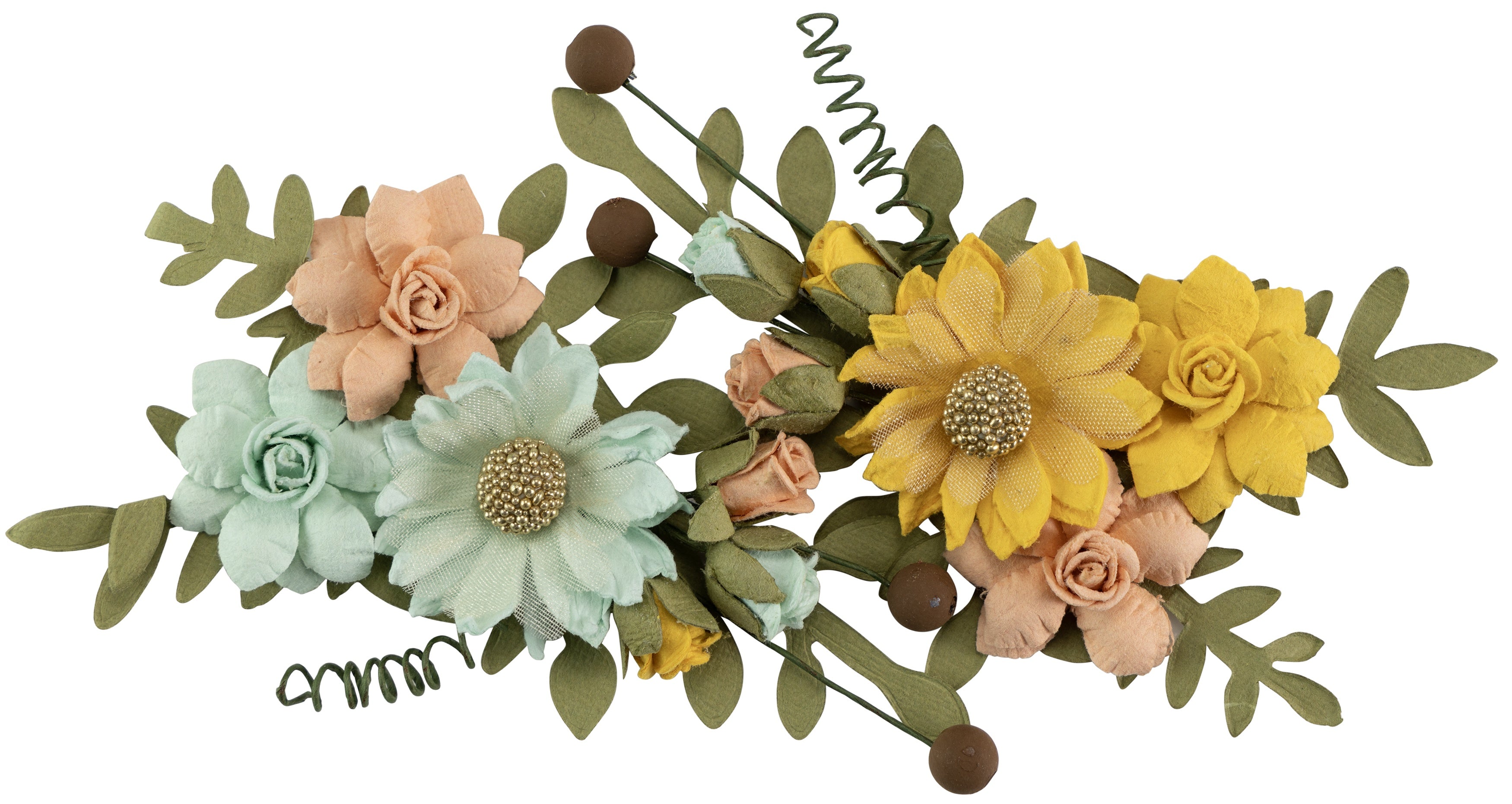 Little Birdie Fairy Rosa Paper Flowers 2/Pkg-Sunshine And Lemonade