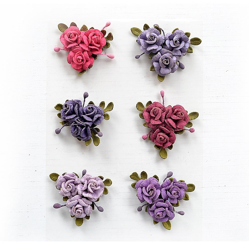 Little Birdie Francisca Paper Flowers 6/Pkg-Birds And Berries