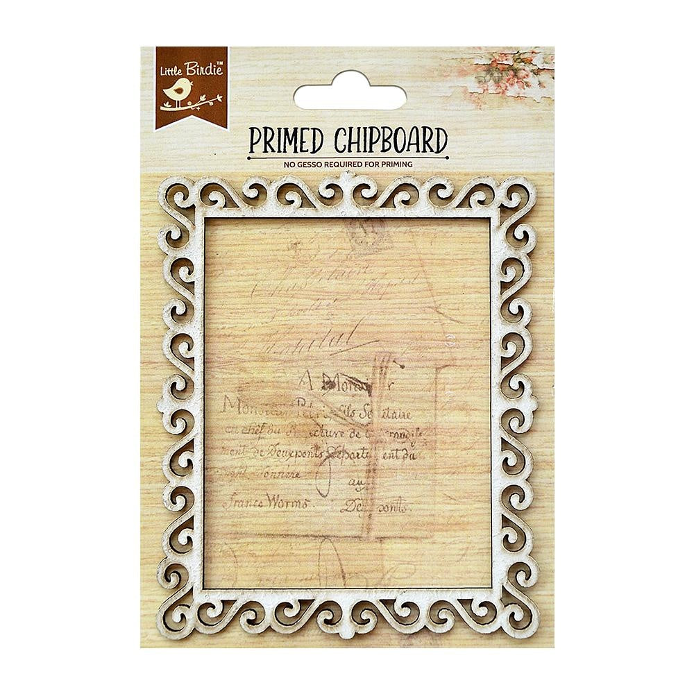 Little Birdie Laser Cut Primed Chipboard 1/Pkg-Rectangle Frame