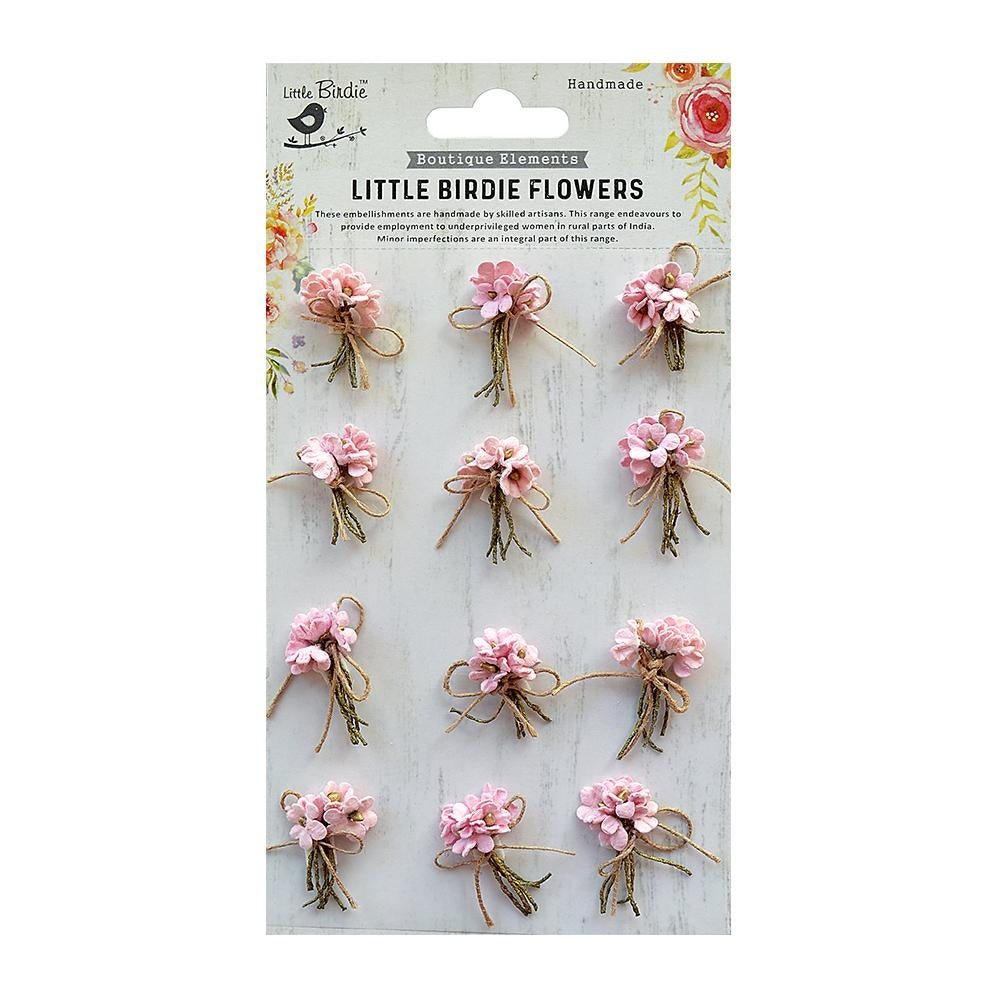 Little Birdie Paper Bouquet 12/Pkg-Pearl Pink