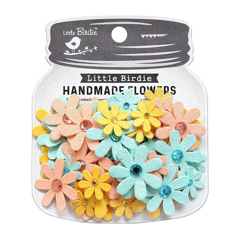 Little Birdie Sparkle Florettes Paper Flowers 60/Pkg-Sunshine And Lemonade