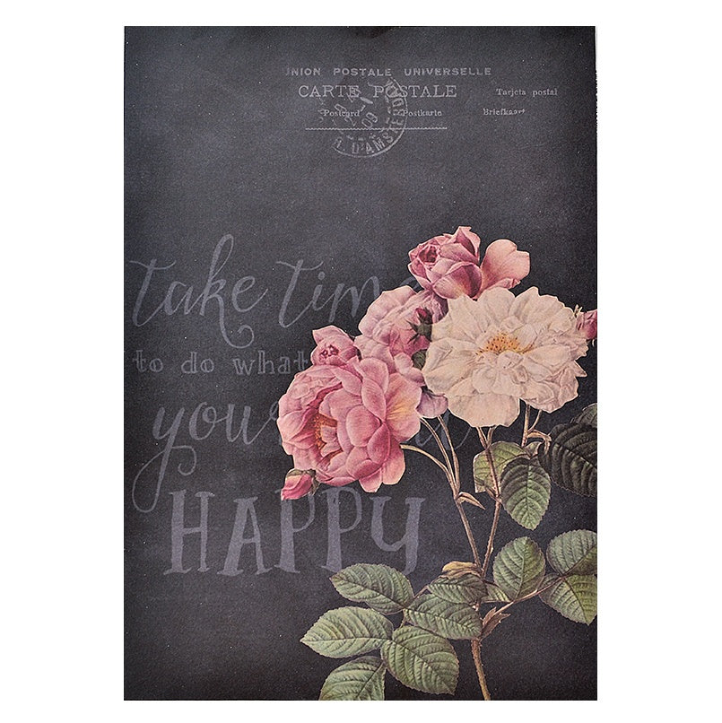 Little Birdie Decoupage Paper A4 4/Pkg-Pretty Primrose & Be Happy
