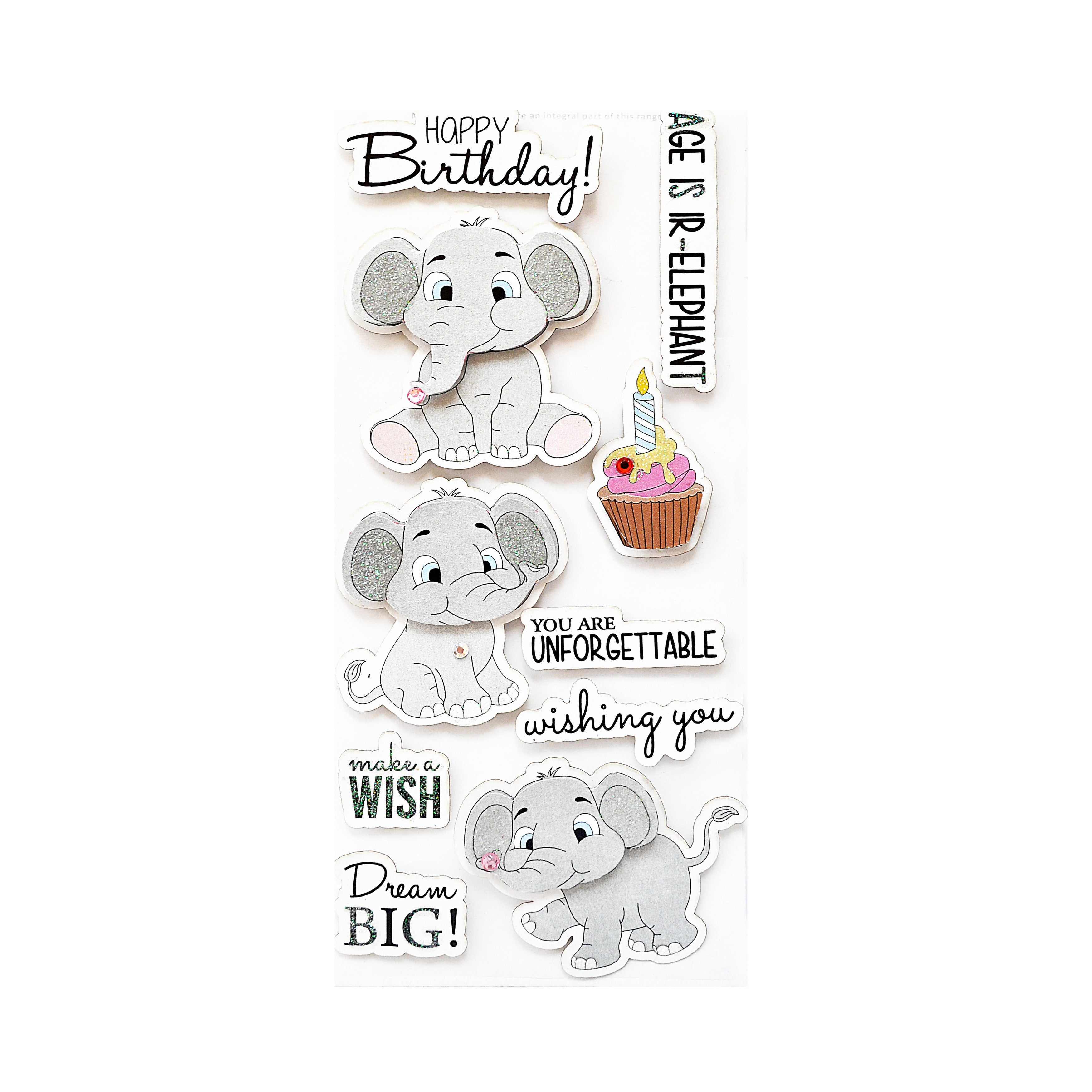 Little Birdie Birthday Wishes Embellishment 10/Pkg-Cute Elephant