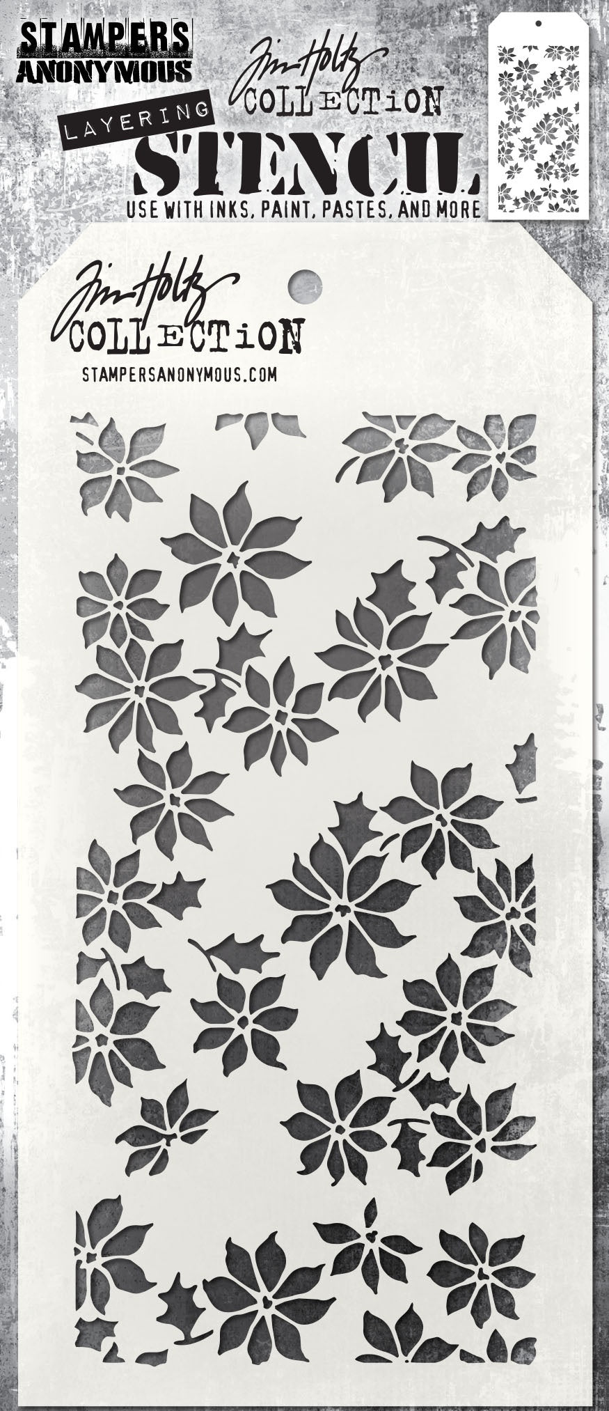 Tim Holtz Layered Stencil 4.125"X8.5"-Tiny Poinsettia