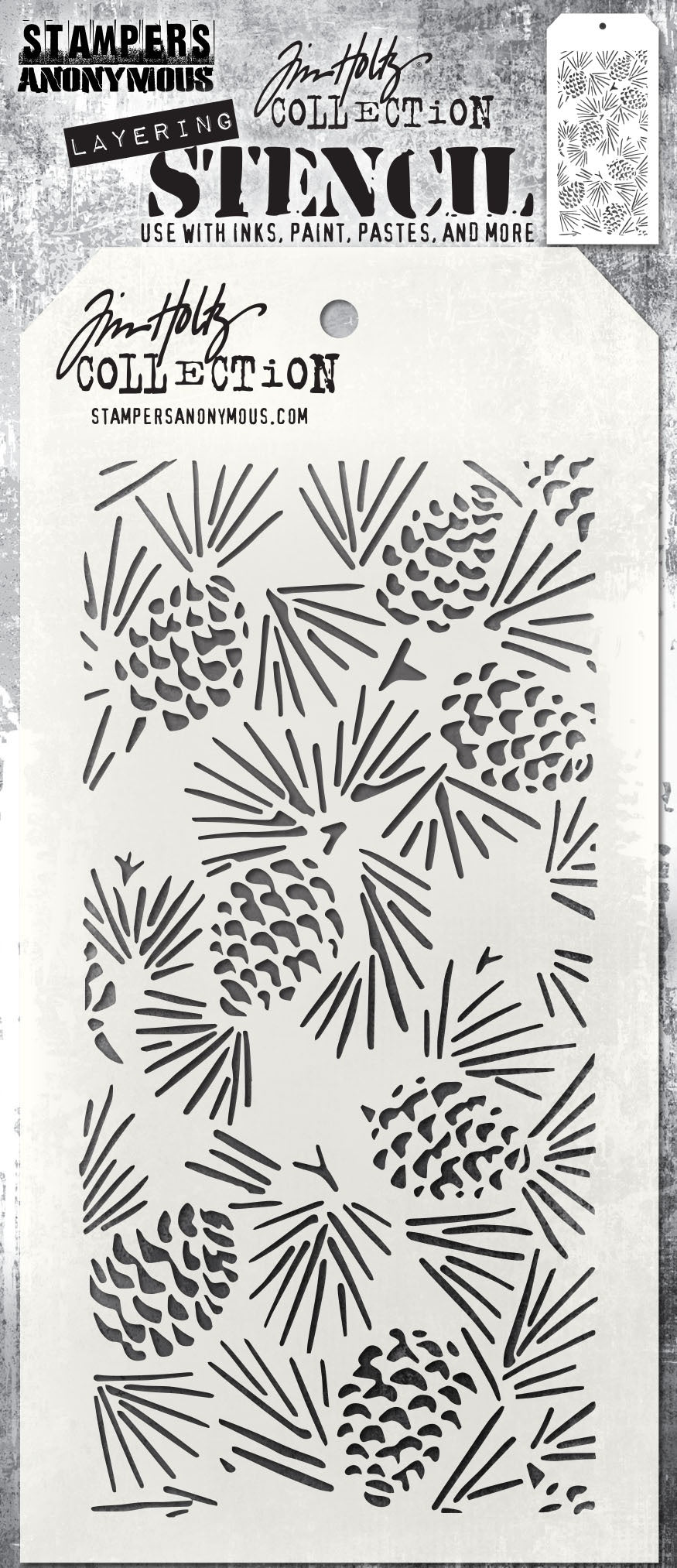 Tim Holtz Layered Stencil 4.125"X8.5"-Pinecones