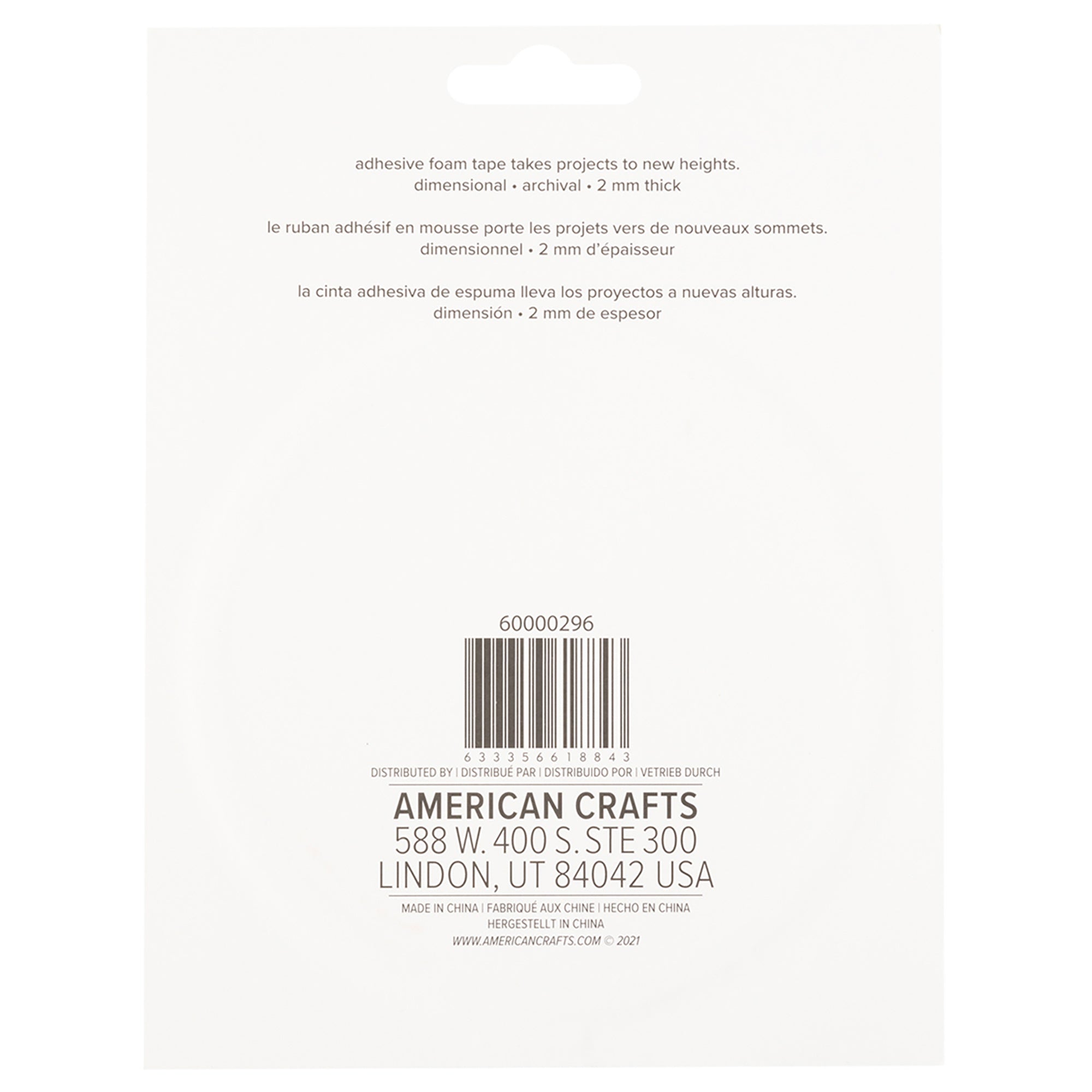 Sticky Thumb Double-Sided Foam Tape 3.94 Yards-White, 0.125"X2mm