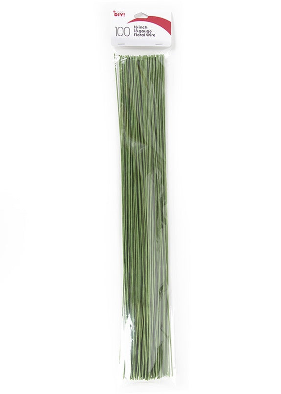 CousinDIY Floral Wire 18 Gauge 16" 100/Pkg-Green