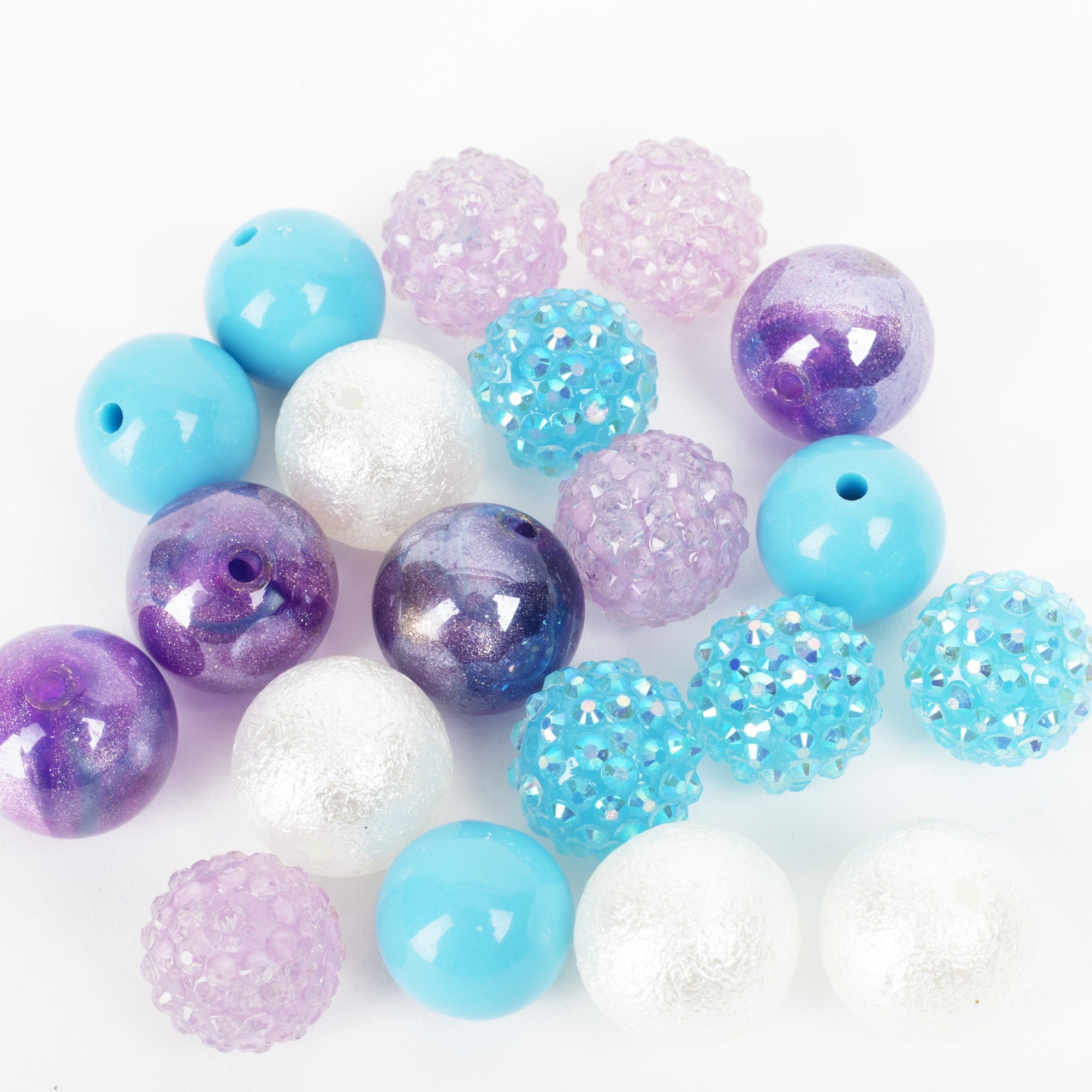 CousinDIY Bubblegum Bead 20mm 20/Pkg-Purple, Teal, White Mix