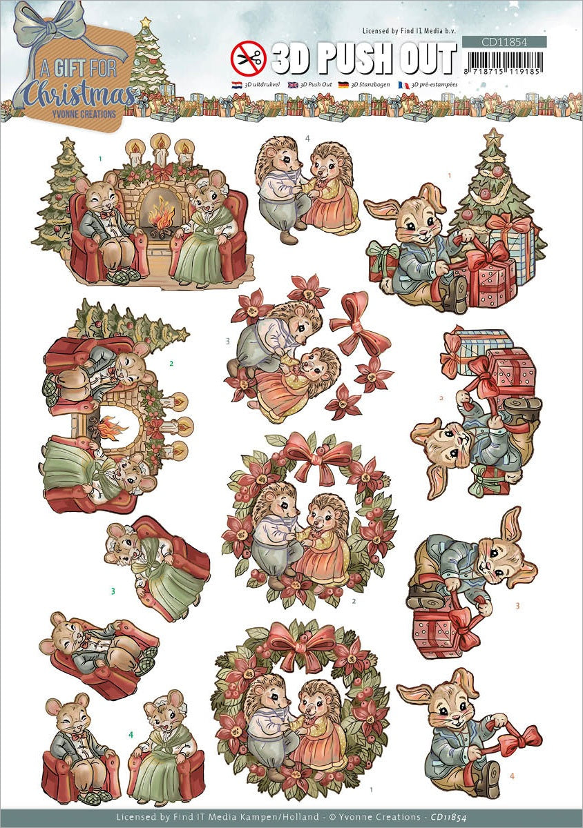Find It Trading Yvonne Creations Punchout Sheet-Fireplace, A Gift For Christmas