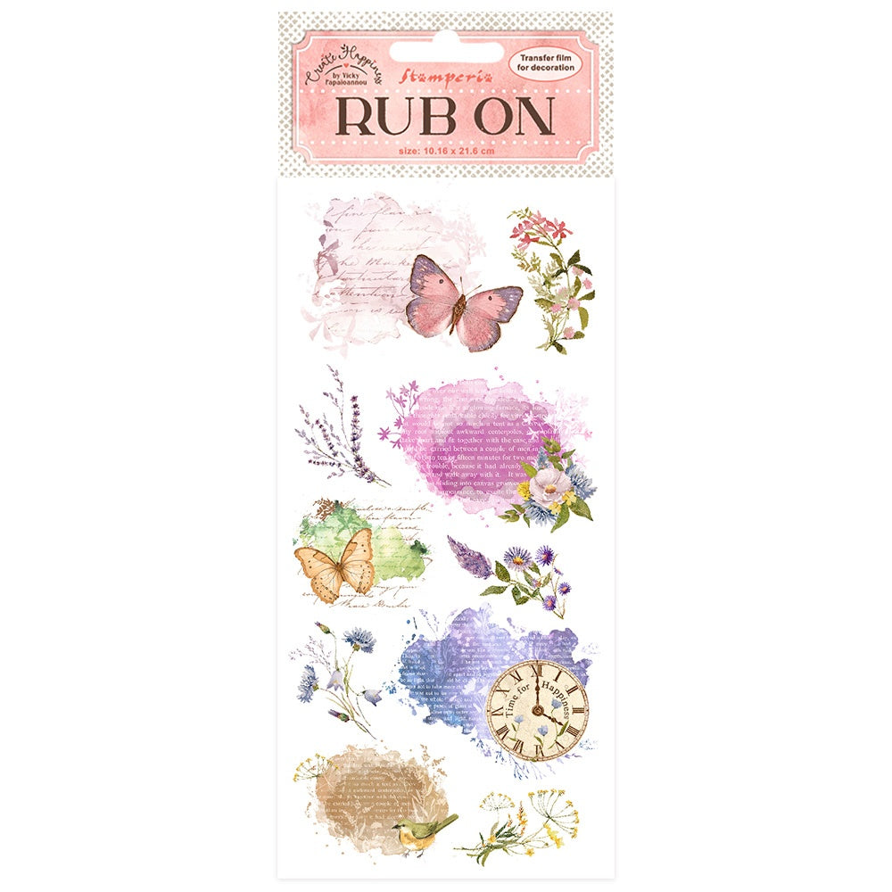 Stamperia Rub-On 4"X8.5"-Create Happiness Welcome Home Manuscript