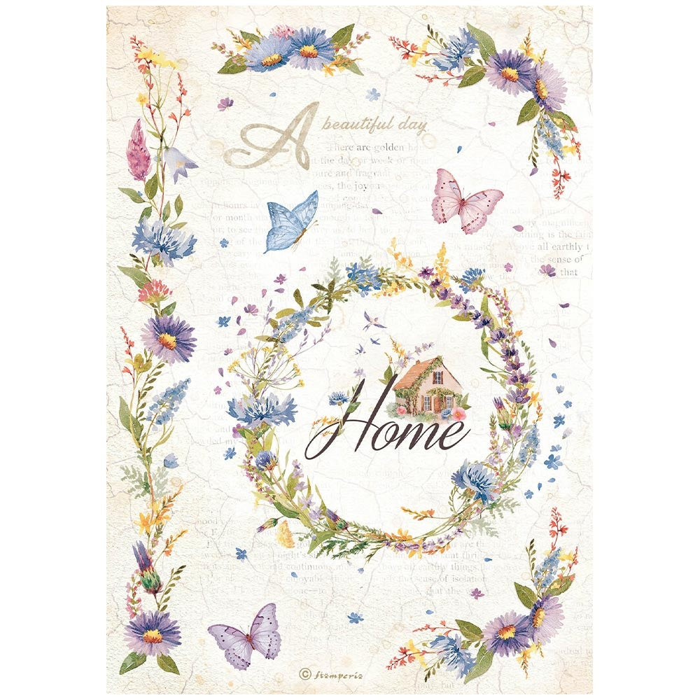 Stamperia Rice Paper Sheet A4-Create Happiness Welcome Home Garland