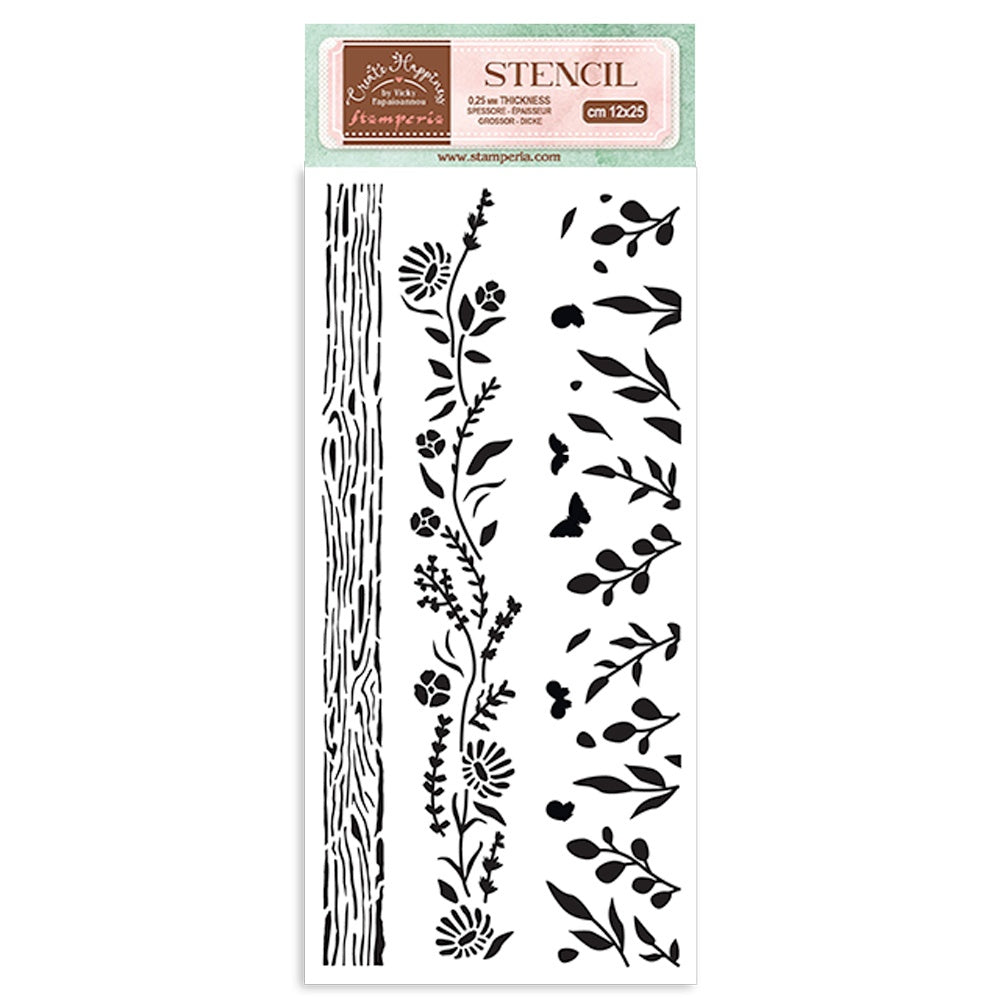 Stamperia Stencil 4.72"X9.84"-Create Happiness Welcome Home Nature