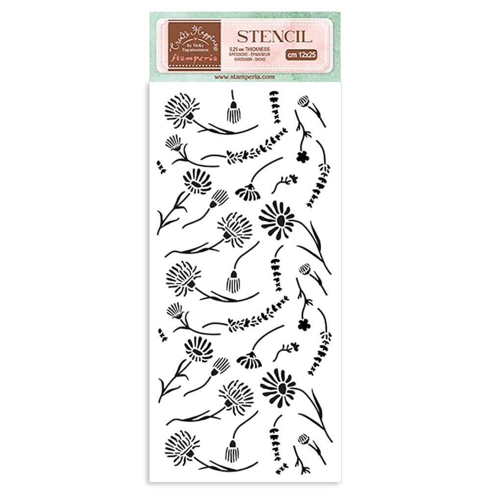 Stamperia Stencil 4.72"X9.84"-Create Happiness Welcome Home Flowers