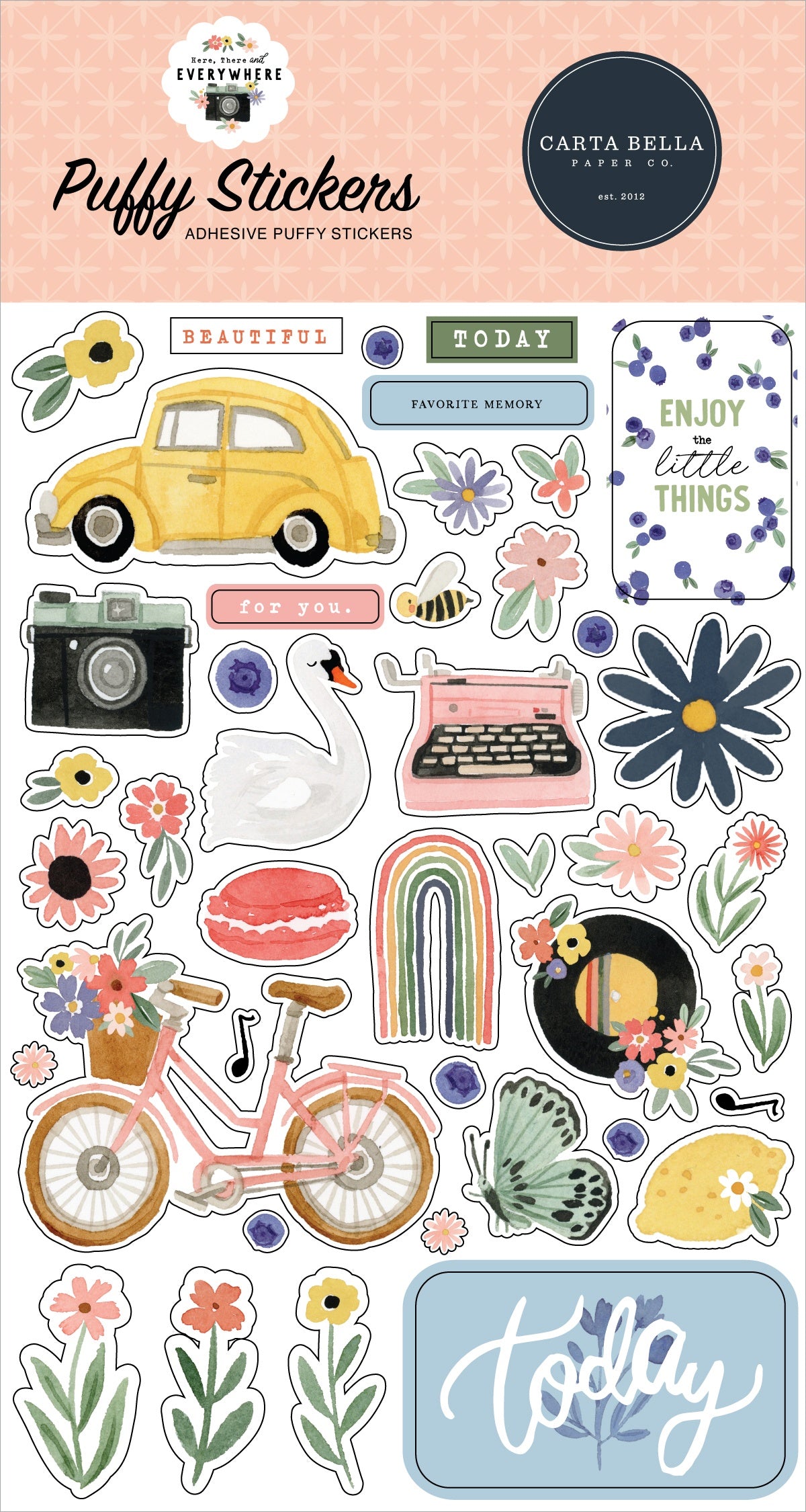 Here, There And Everywhere Puffy Stickers-