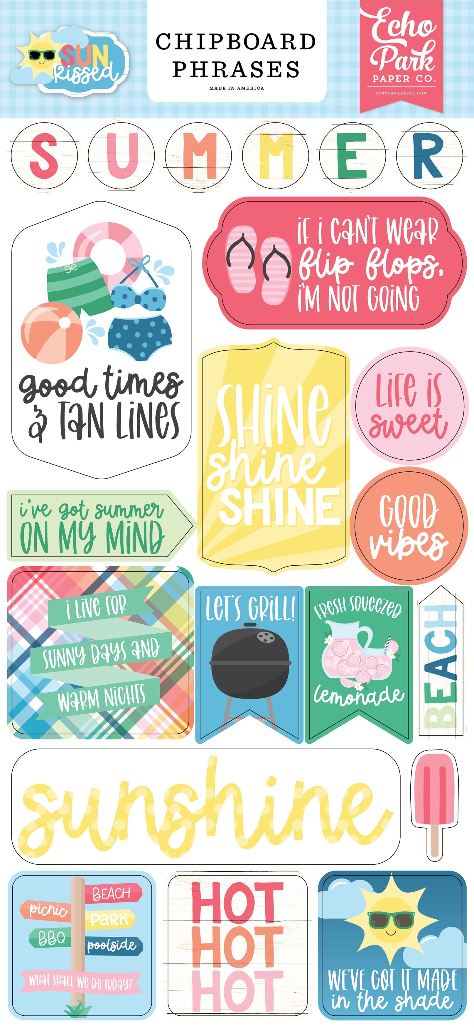 Sun Kissed Chipboard 6"X13"-Phrases