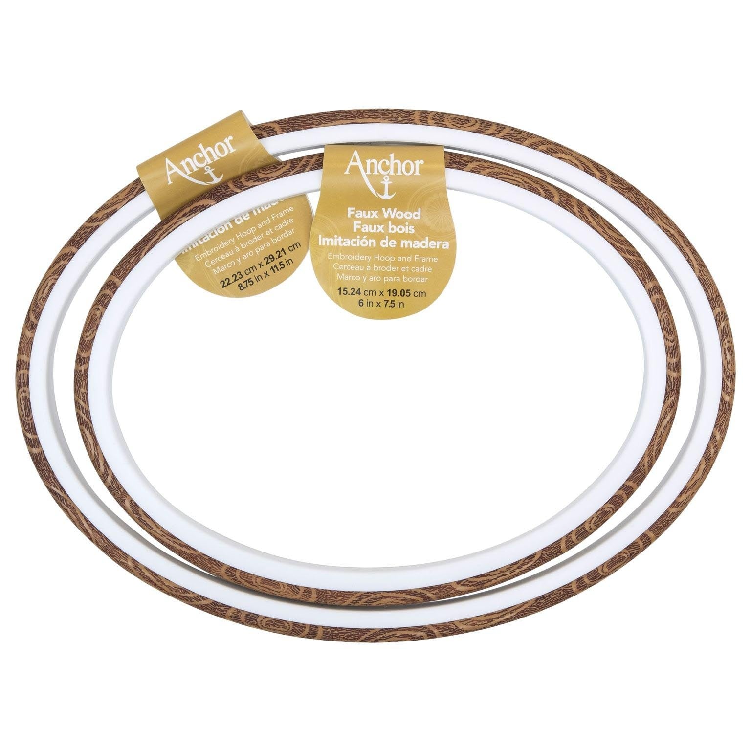 Anchor Faux Wood Oval Embroidery Hoop 12"