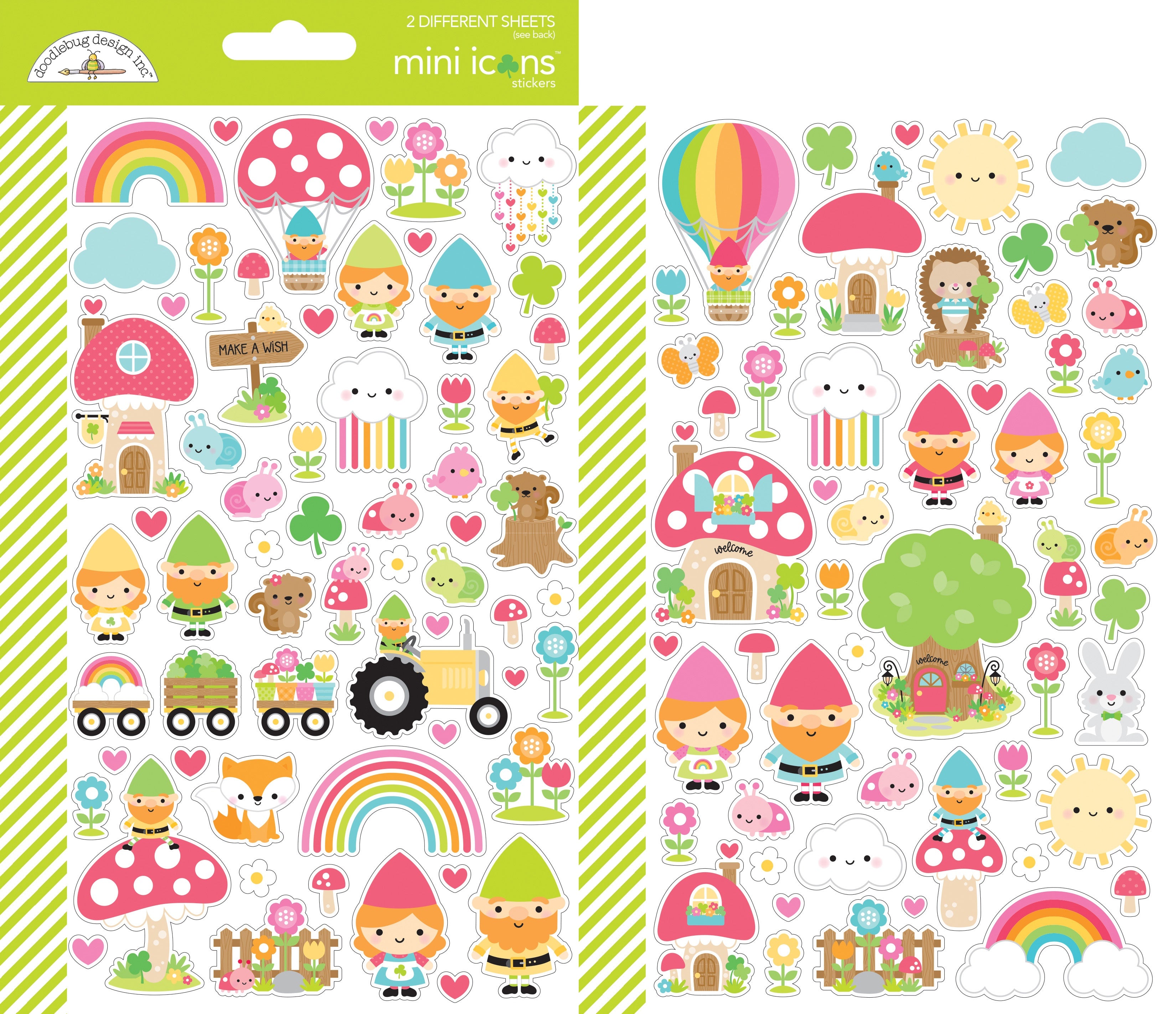 Dooblebug Mini Cardstock Stickers 2/Pkg-Over The Rainbow Icons