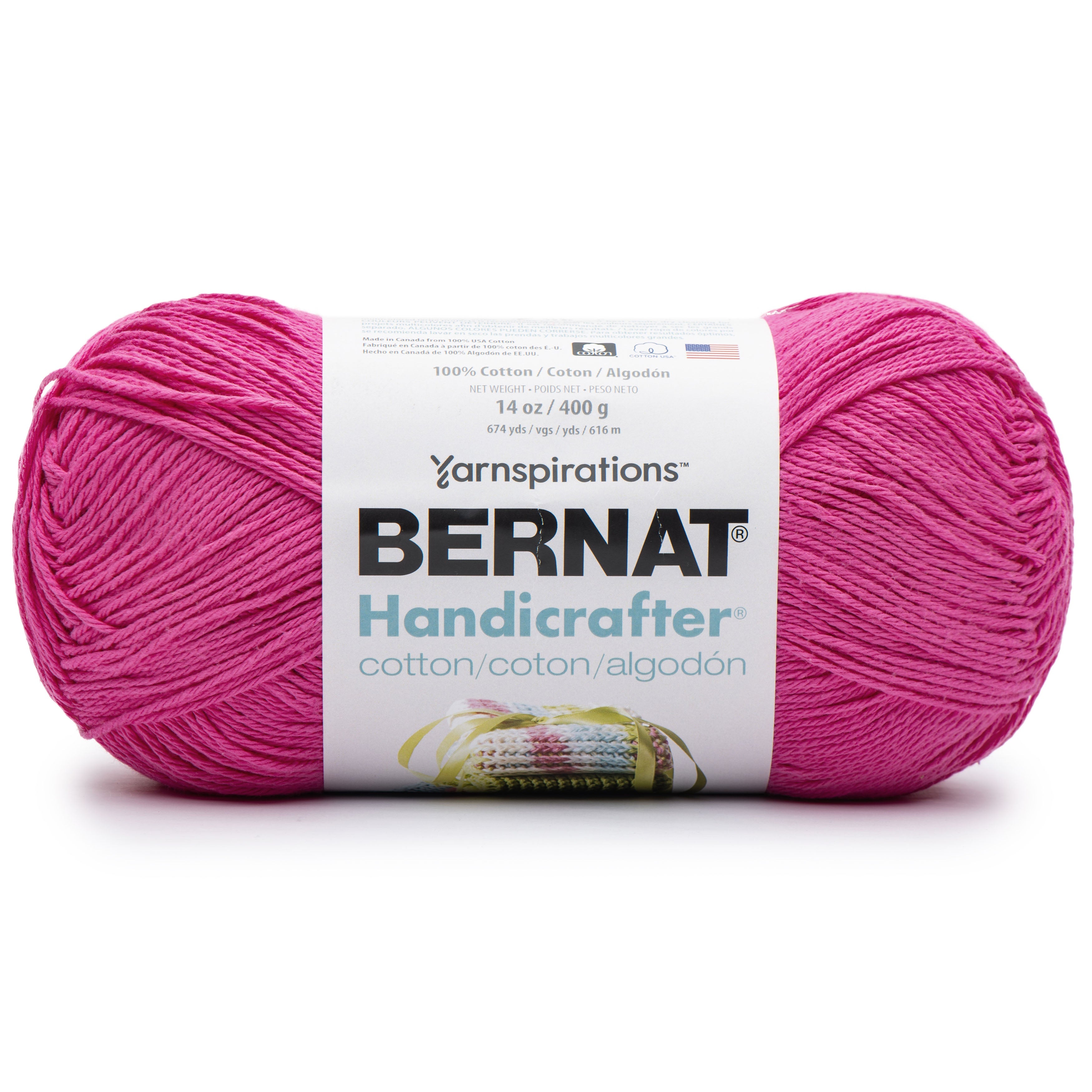 Bernat Handicrafter Cotton Yarn - Solids-Hot Pink