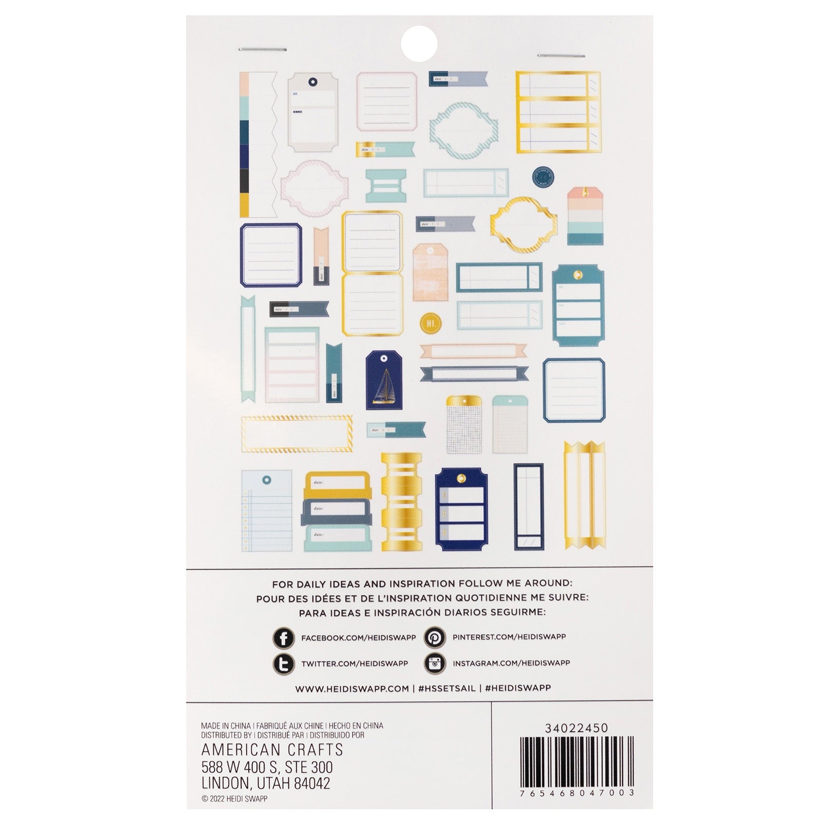 Heidi Swapp Set Sail Journaling Ephemera Die-Cuts 40/Pkg-