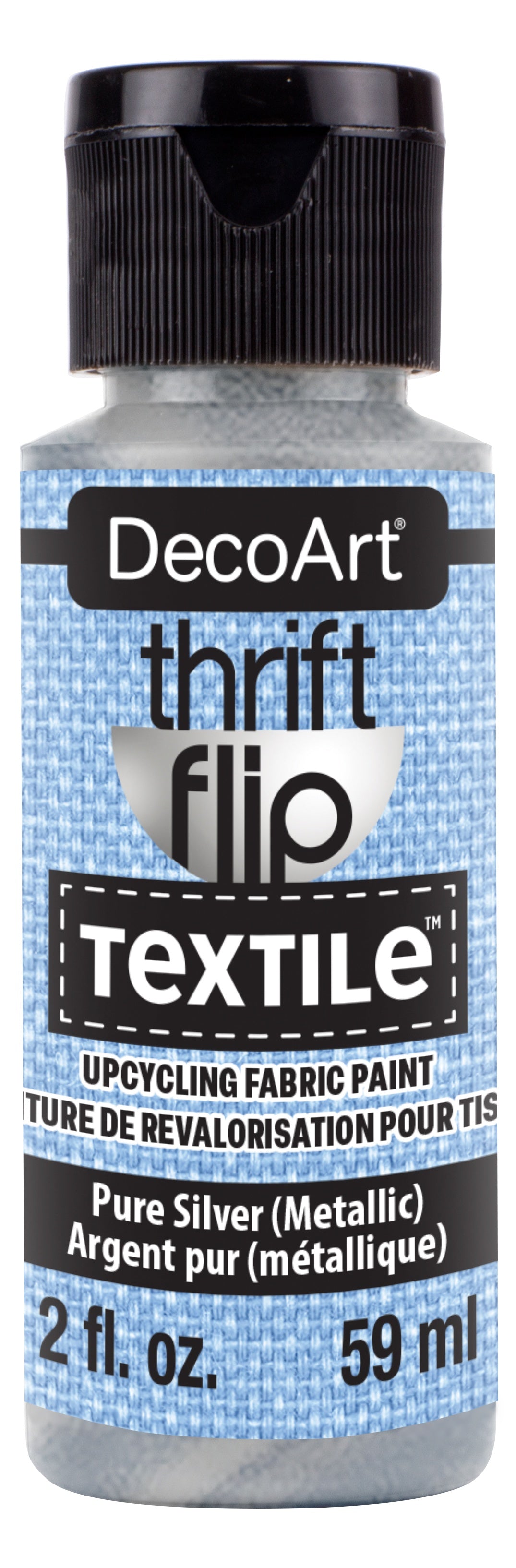 DecoArt Thrift Flip Matte For Textile 2oz Squeeze Bottle-Pure Silver