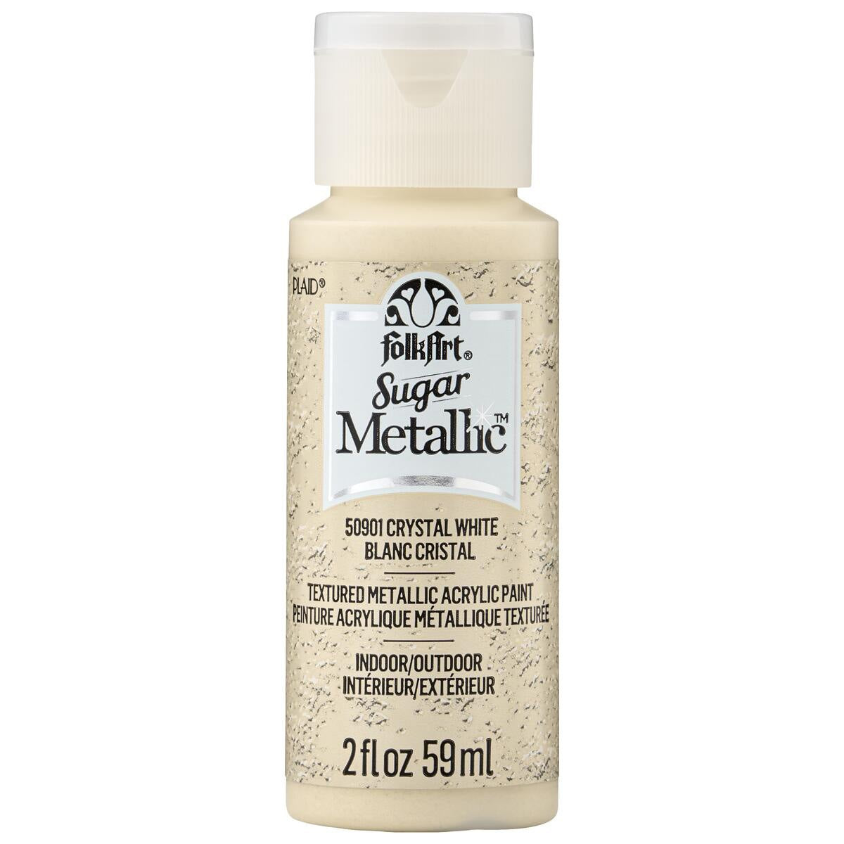 FolkArt Sugar Metallic Acrylic Paint 2oz-Crystal White