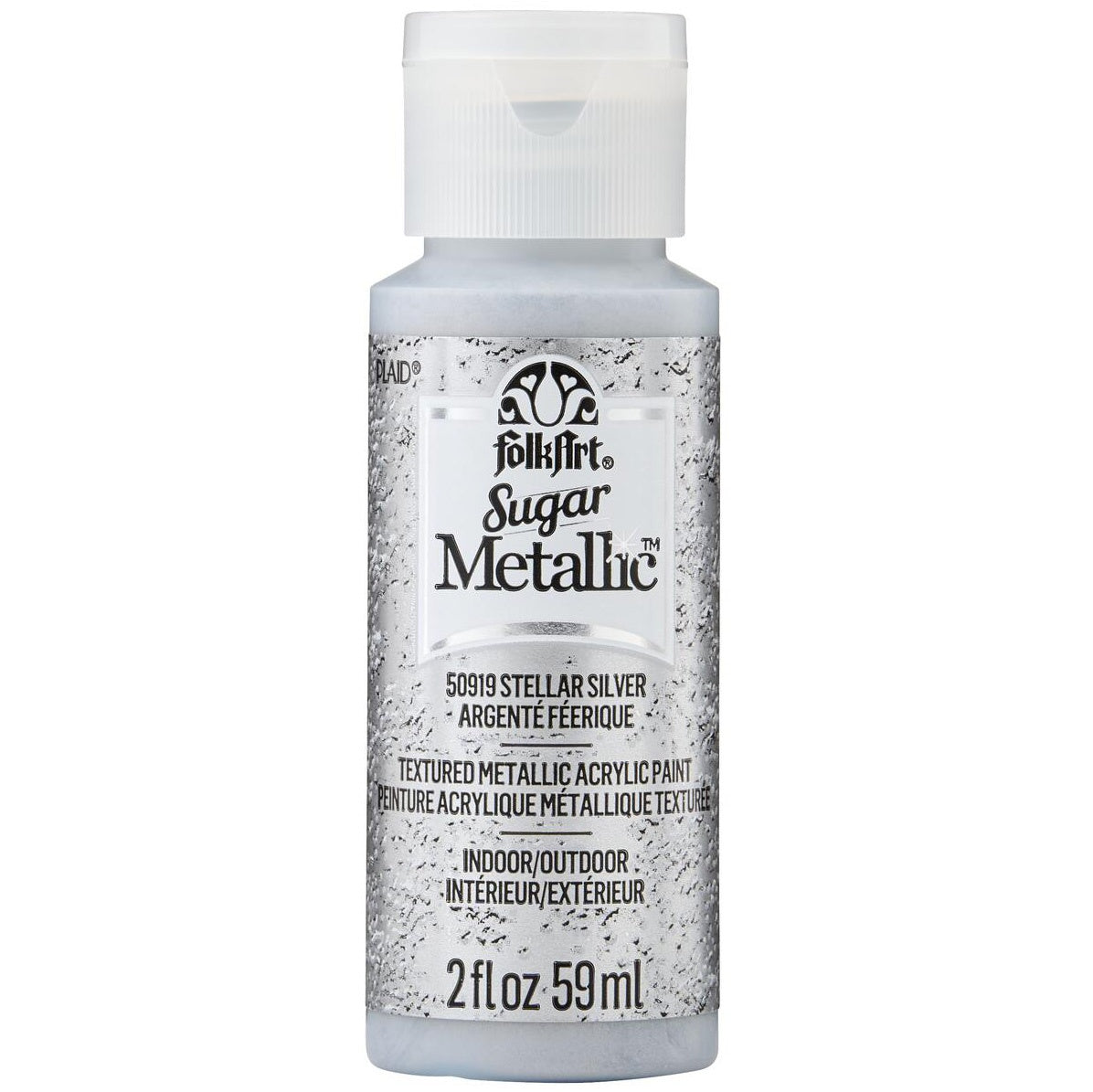 FolkArt Sugar Metallic Acrylic Paint 2oz-Stellar Silver