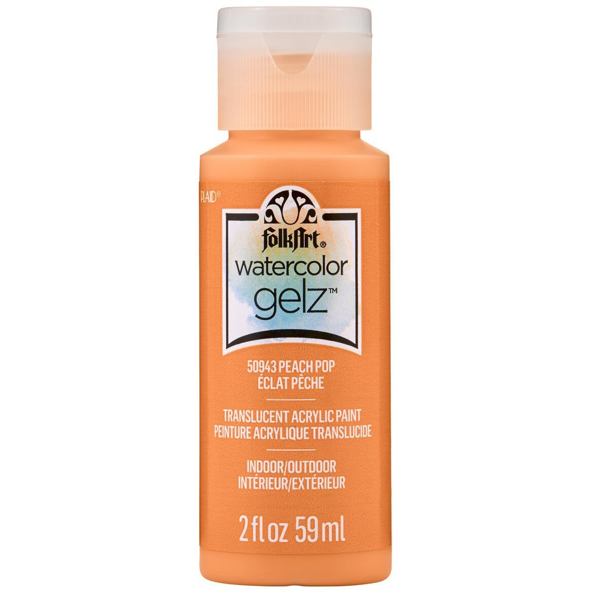 FolkArt Watercolor Gelz Acrylic Paint 2oz-Peach Pop