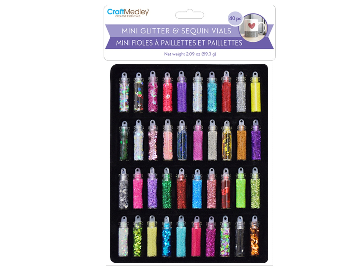 Craft Medley Mini Glitter & Sequin Vials 40/Pkg