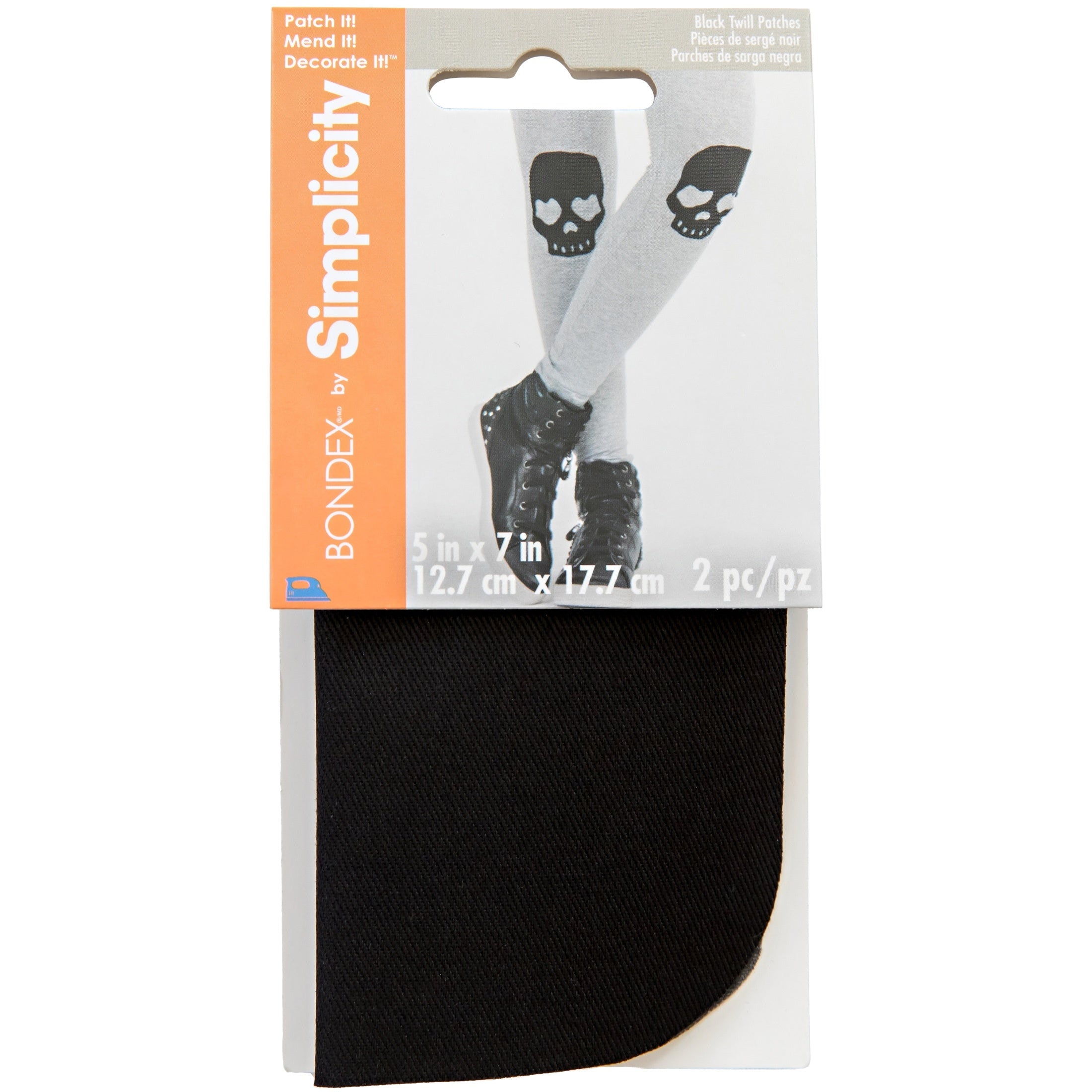 Bondex Iron-On Twill Patches 5"X7" 2/Pkg-Black