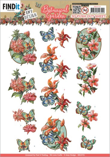 Find It Trading Amy Design Punchout Sheet-Butterfly, Botanical Garden