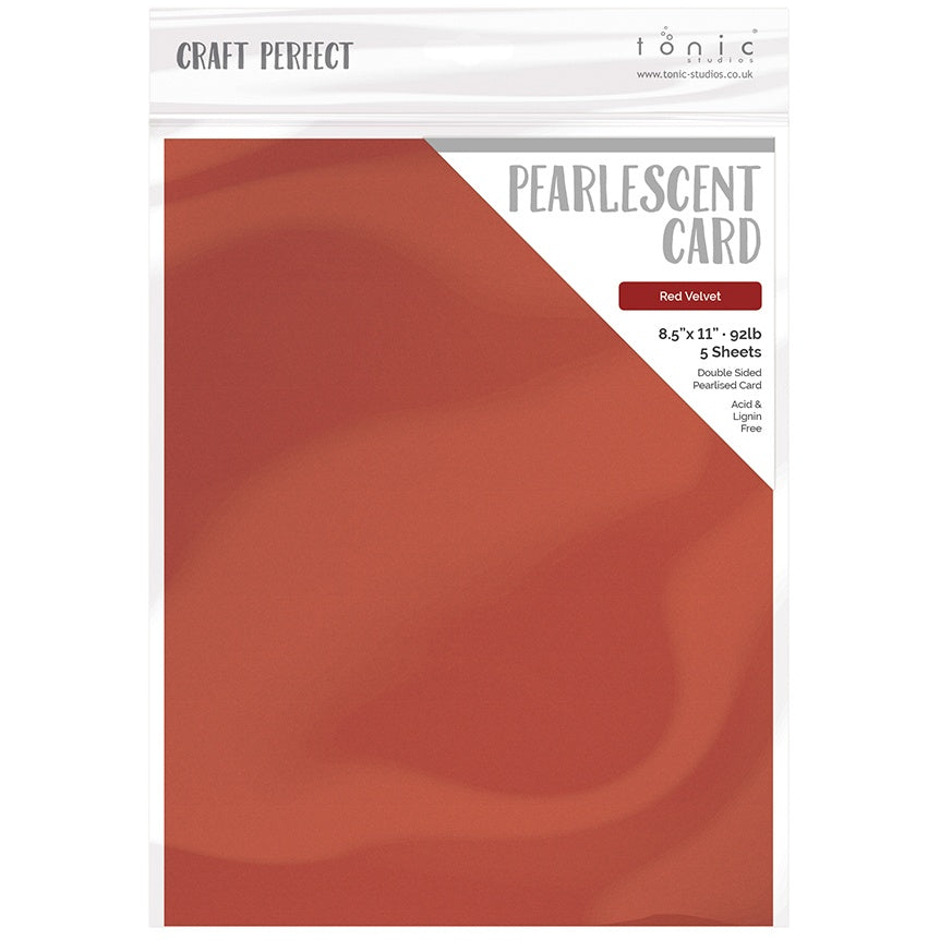 Craft Perfect Pearlescent Cardstock 8.5"X11" 5/Pkg-Red Velvet
