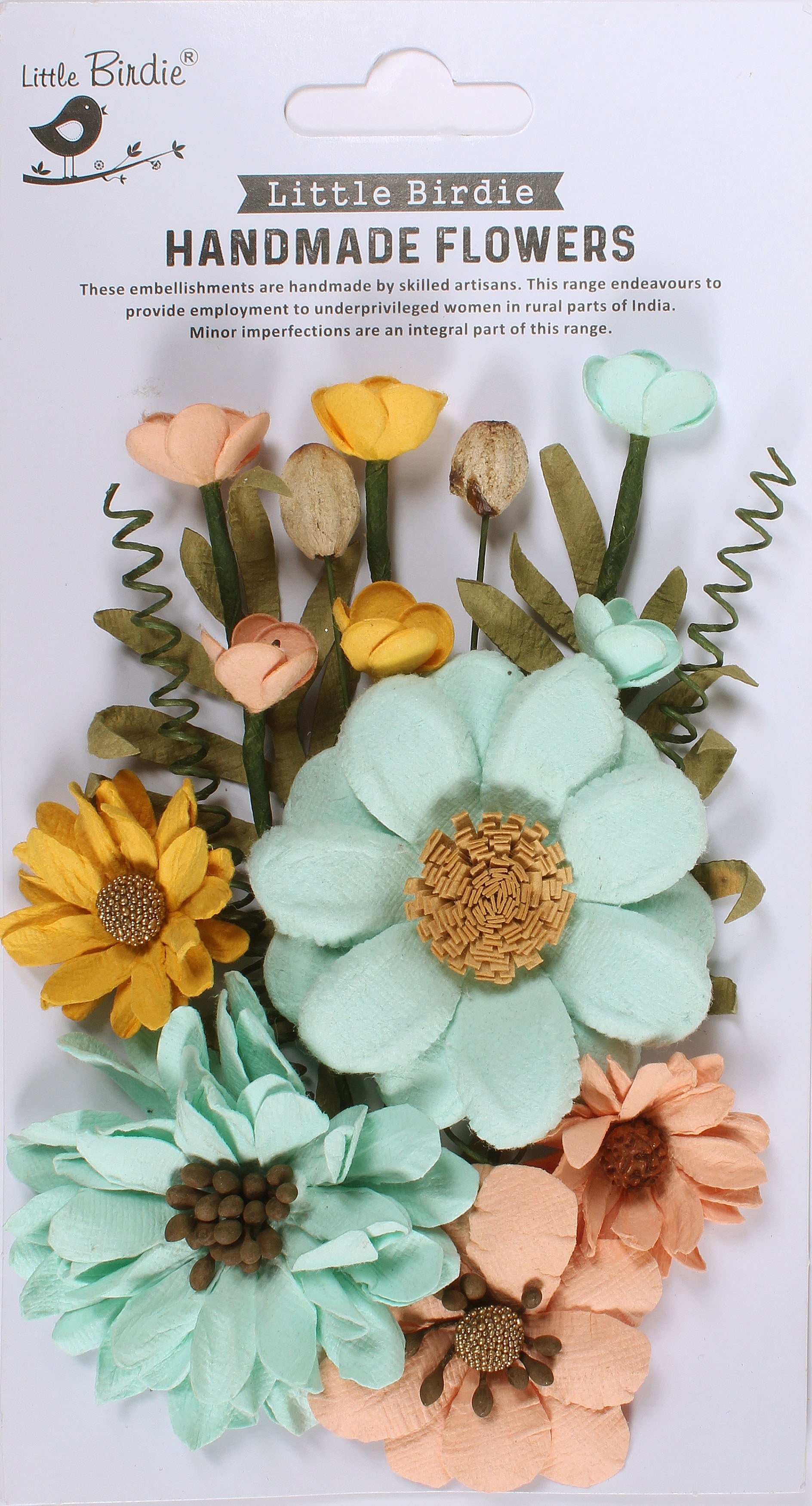 Little Birdie Heleen Paper Flowers 12/Pkg-Sunshine And Lemonade