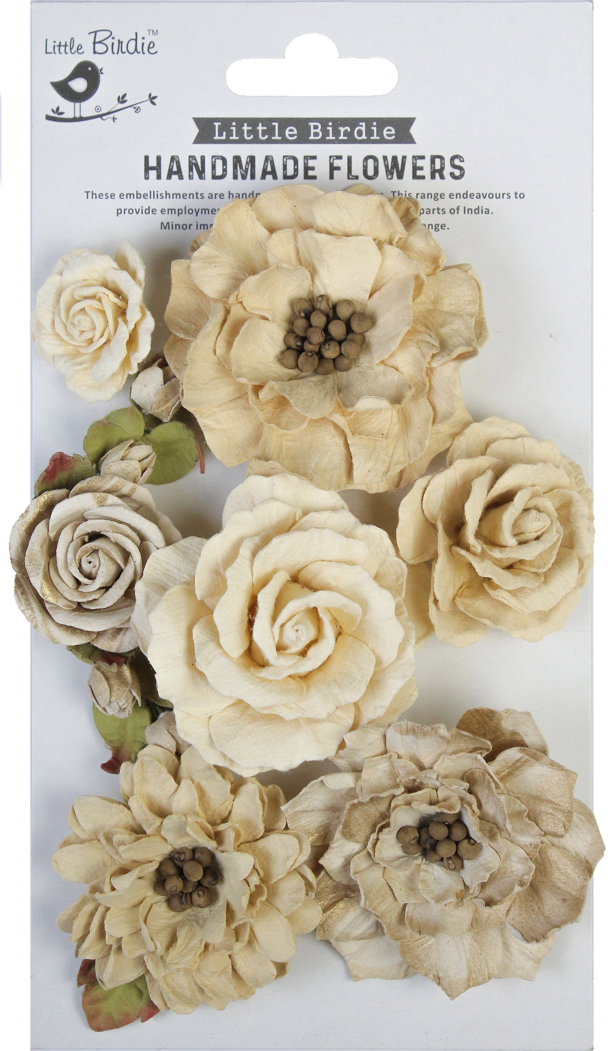 Little Birdie Lolita Paper Flowers 7/Pkg-Ivory Pearl