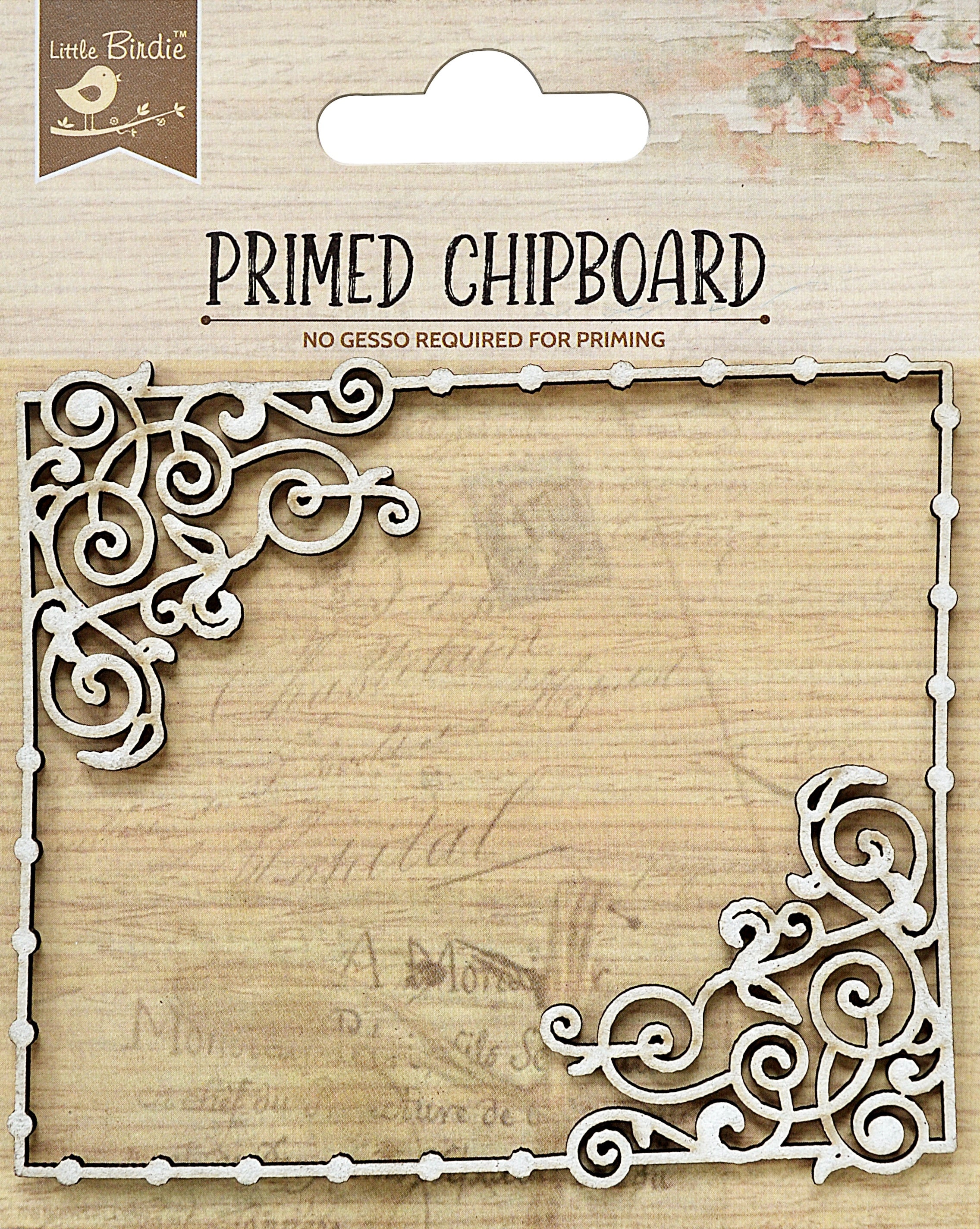 Little Birdie Laser Cut Primed Chipboard 1/Pkg-Filigree Swirls