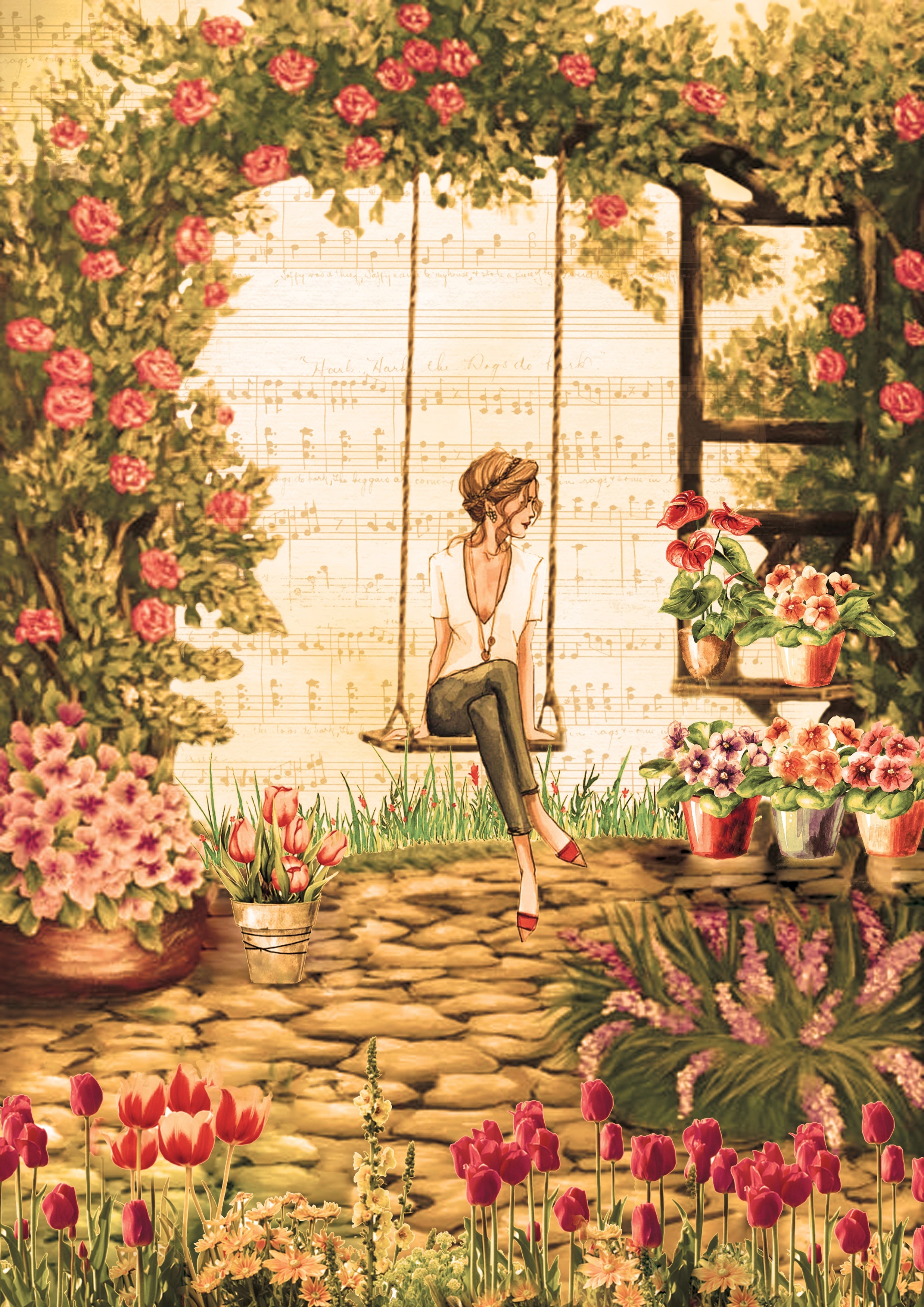 Little Birdie Decoupage Paper A4 2/Pkg-Cottage Garden