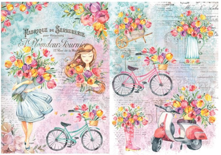 Little Birdie Decoupage Filament Paper A4 2/Pkg-Flower Maiden