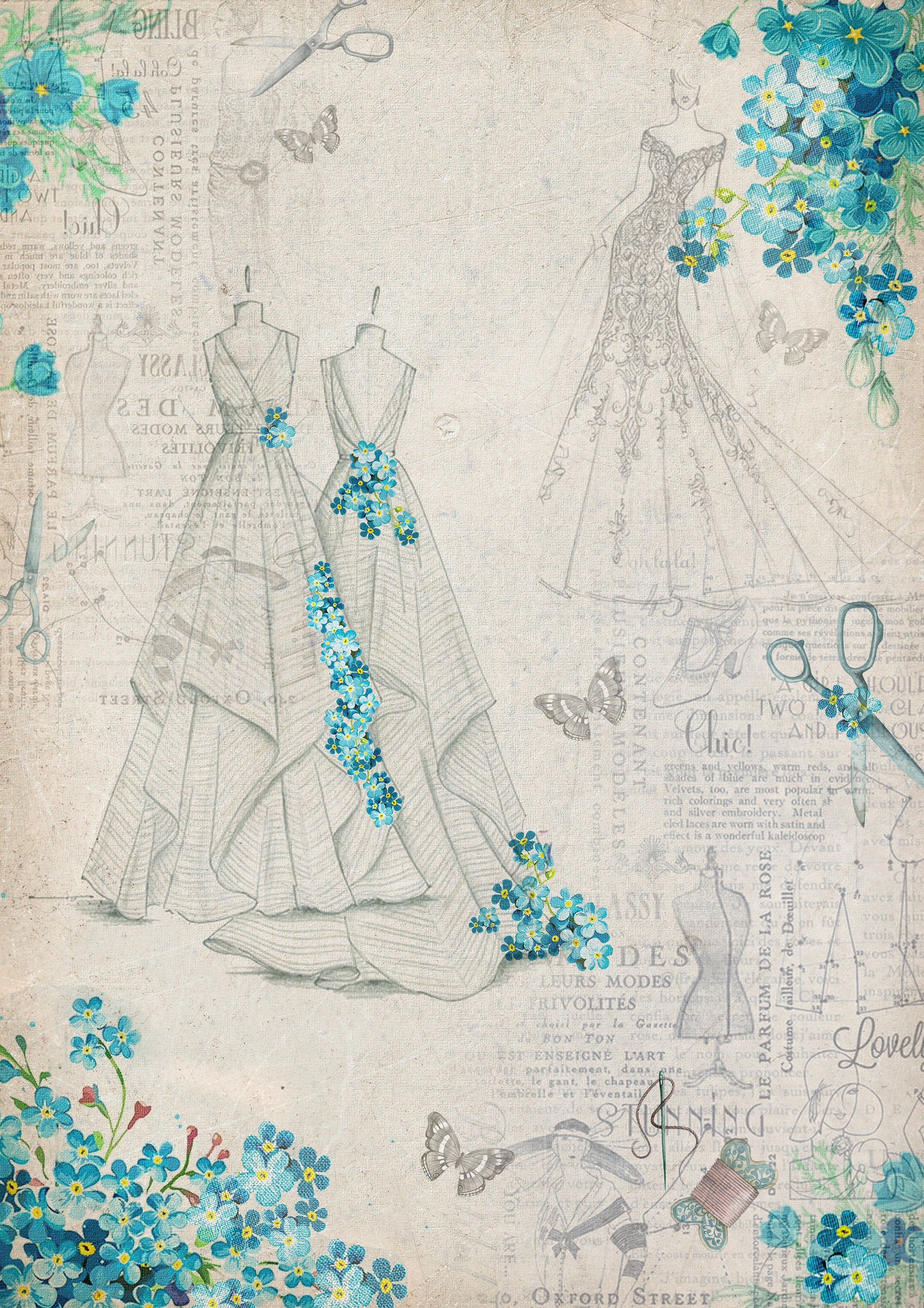 Little Birdie Decoupage Filament Paper A4 2/Pkg-Style Diva